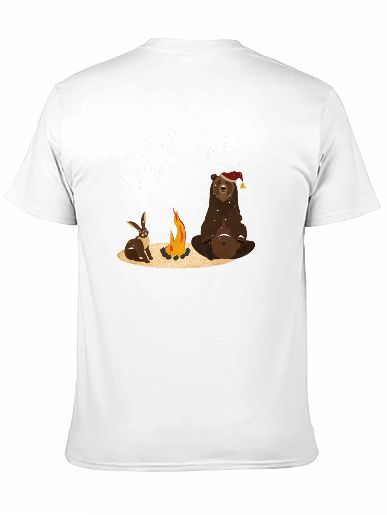 Black Bear and Bunny Campfire T-Shirt - Cozy and Cute view 11