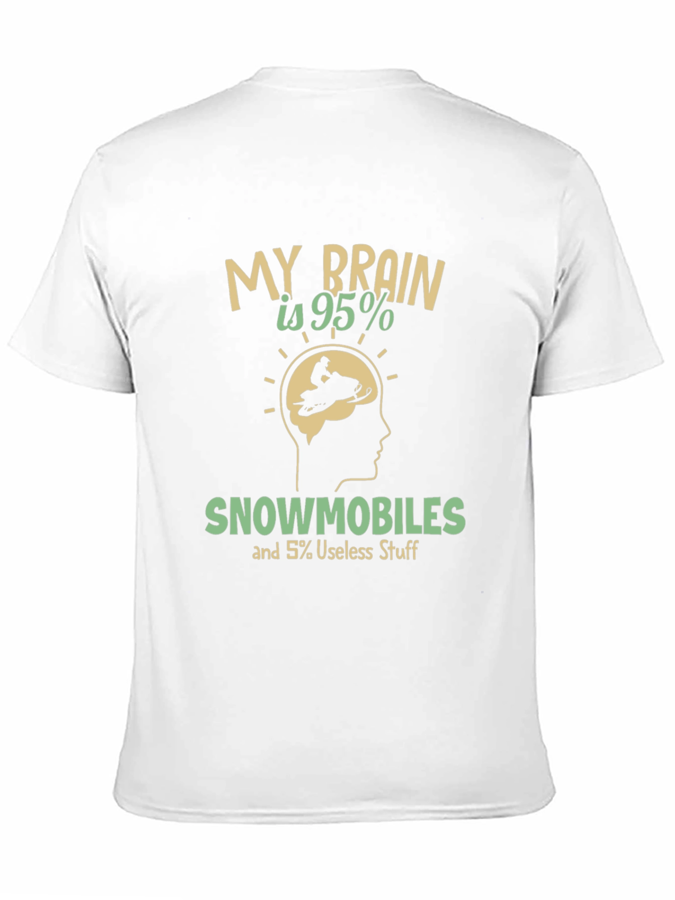 Black Funny Snowmobile T-Shirt - Brain is 95% Snowmobiles view 11