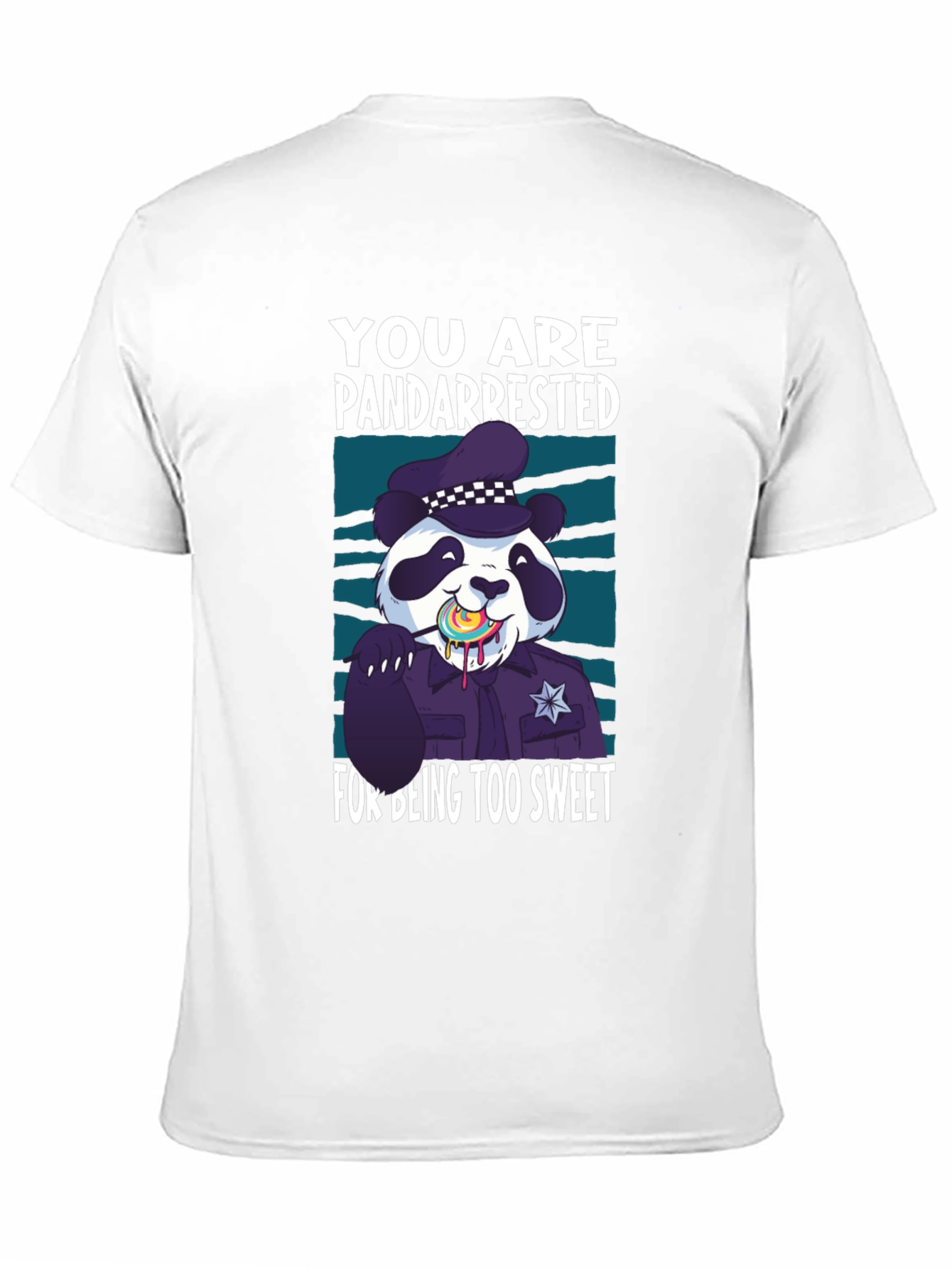 Black Pandarrested T-Shirt - Sweet Panda Police Design view 11