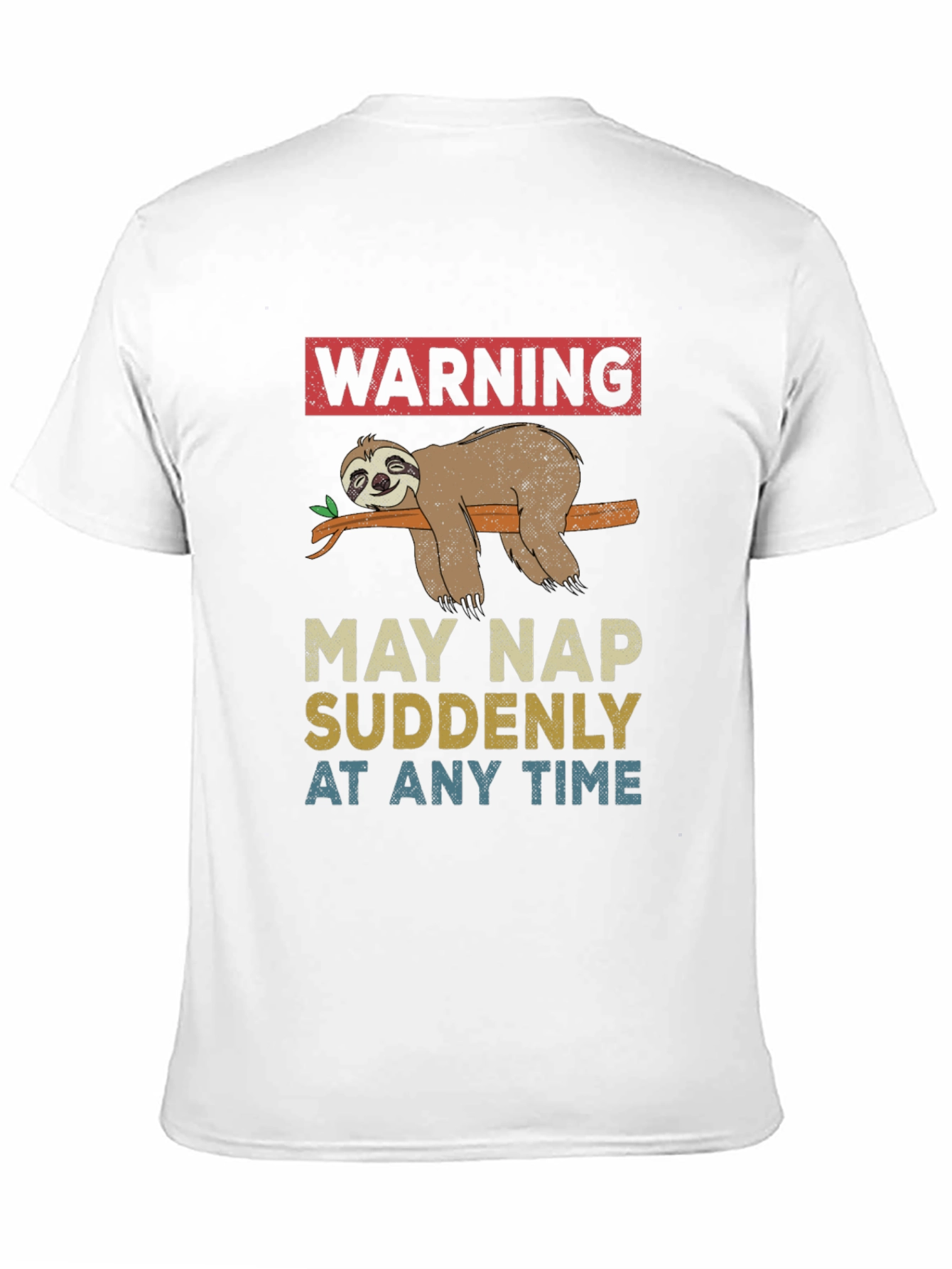 Black Warning May Nap Suddenly Sloth Graphic Tee view 11