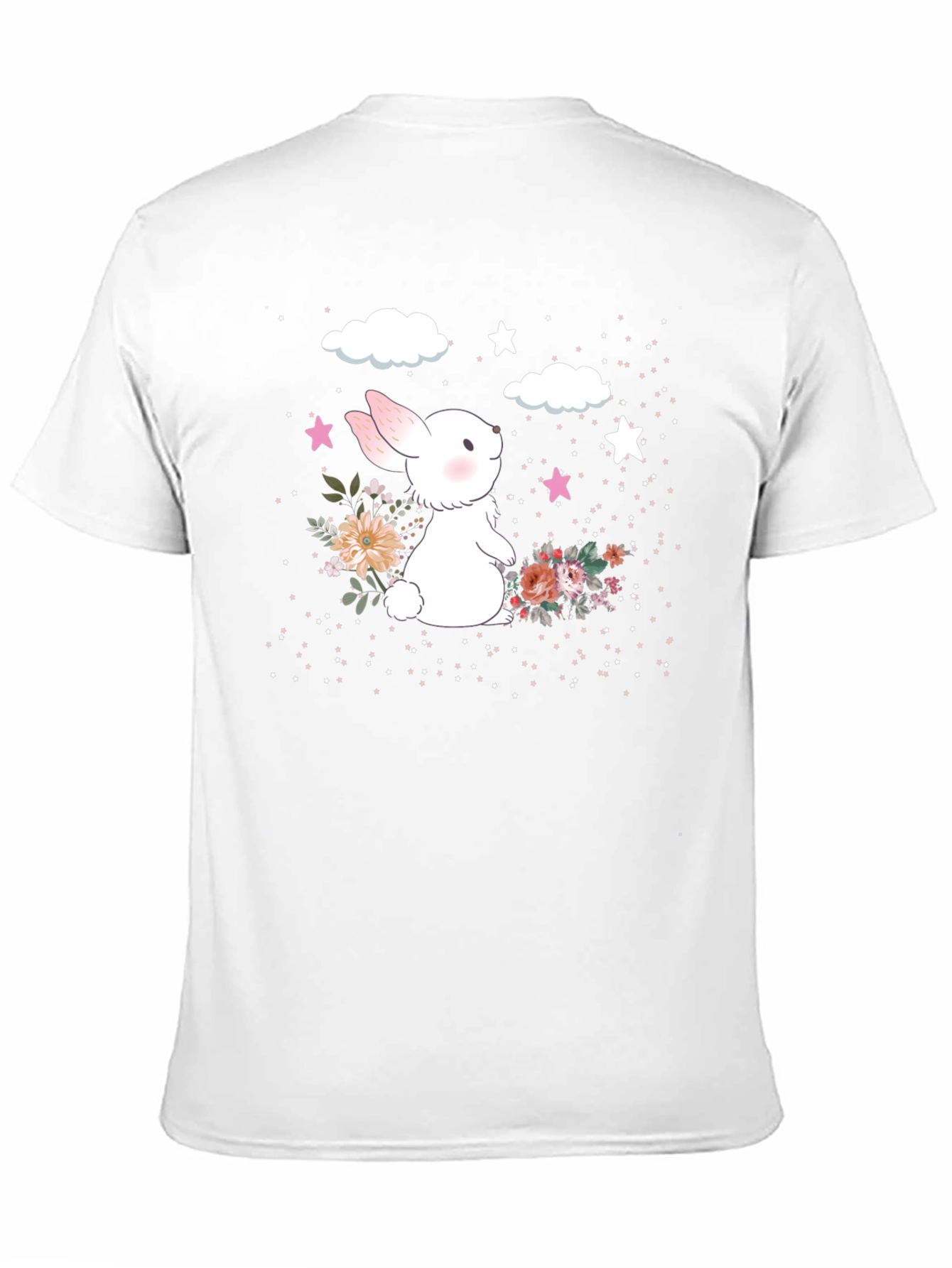 Black Cute Bunny Floral Graphic T-Shirt view 11
