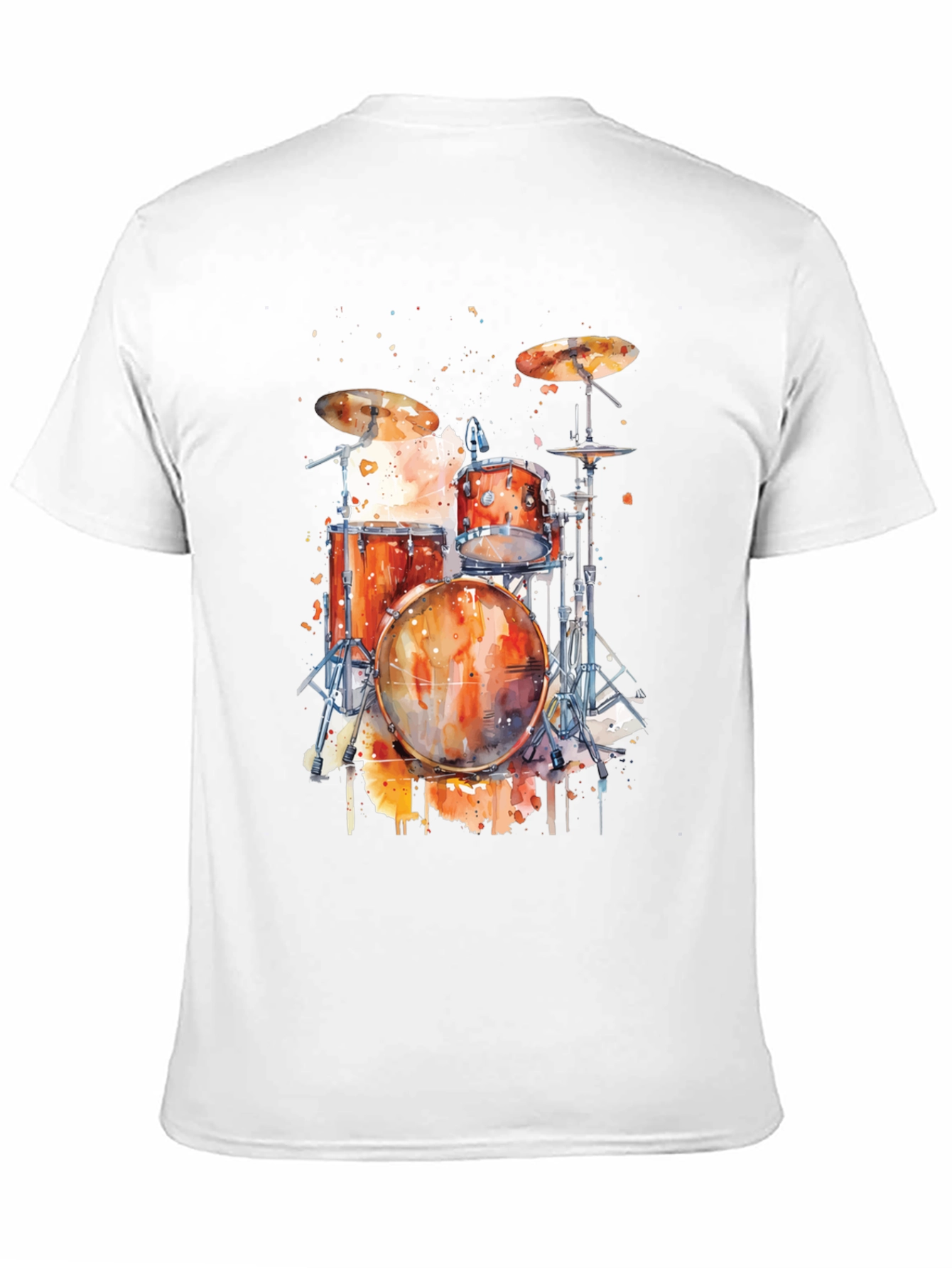Black Drum Set Watercolor Graphic Tee view 11
