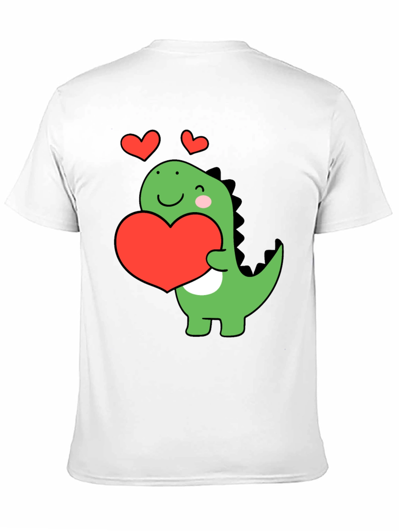 Black Cute Dinosaur Holding Heart T-Shirt view 11