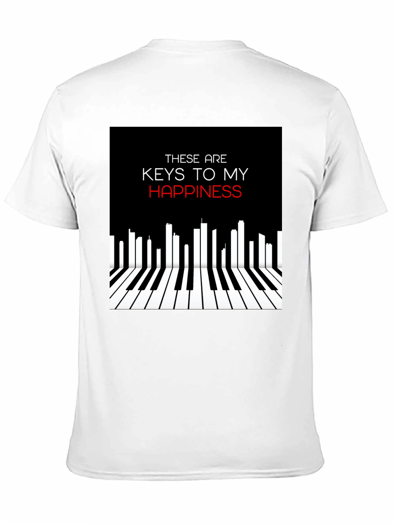 Black Piano Keys of Happiness Graphic Tee view 11