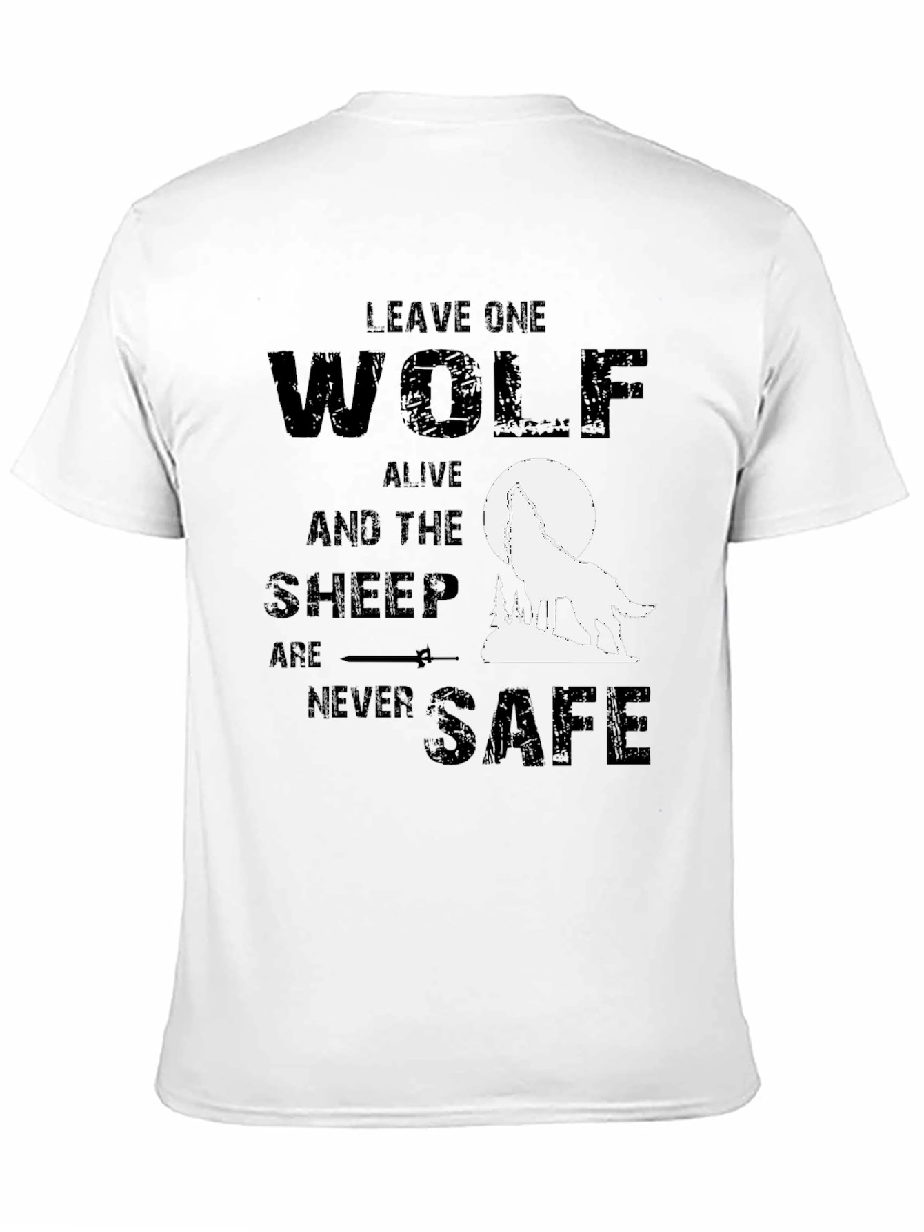 Black Wolf Graphic T-Shirt - Leave One Wolf Alive Tee view 11