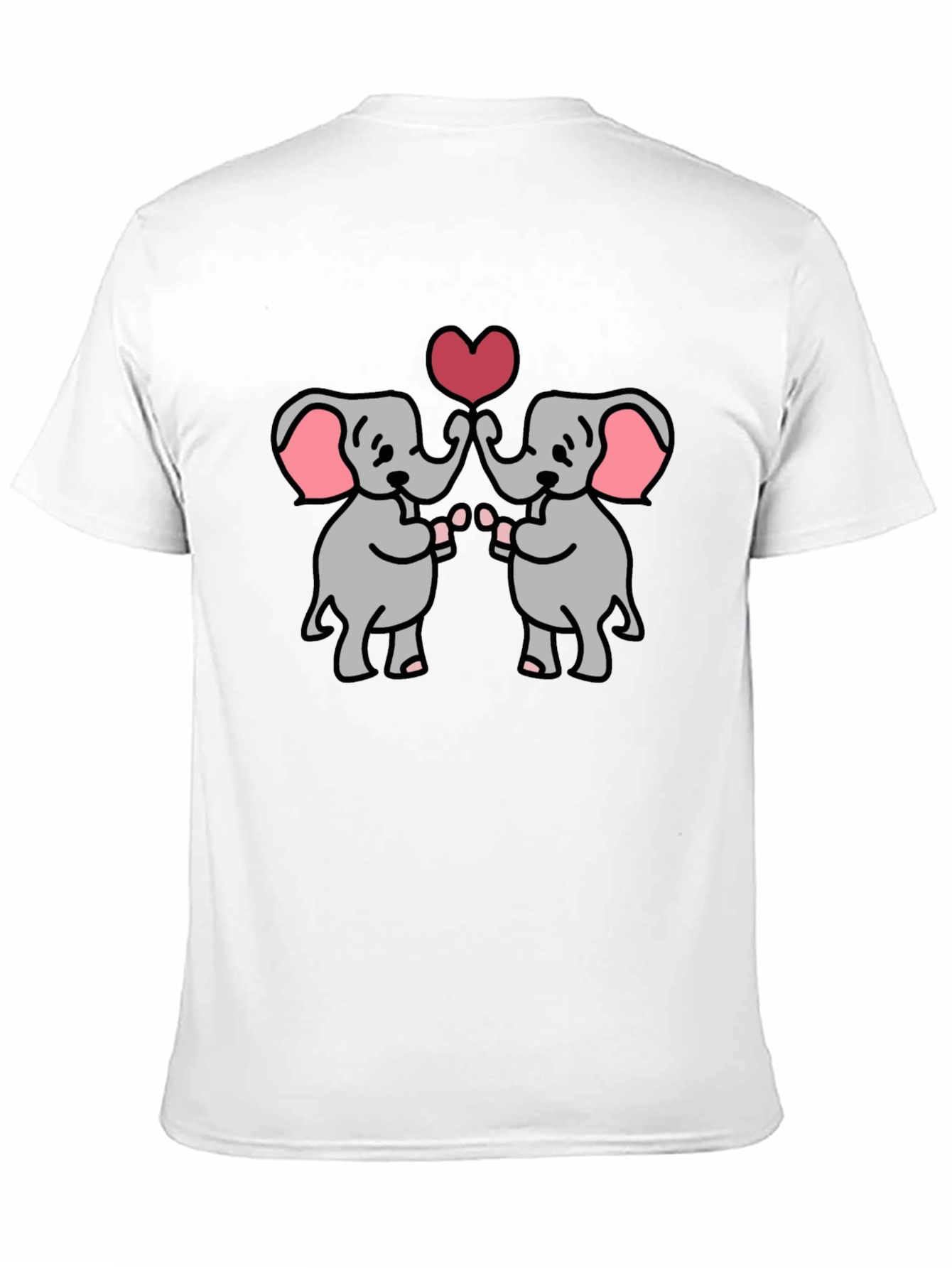 Black Cute Elephants Heart Graphic T-Shirt view 11