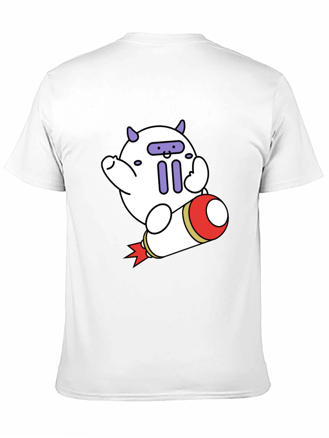 Black Cute Cartoon Rocket T-Shirt view 11