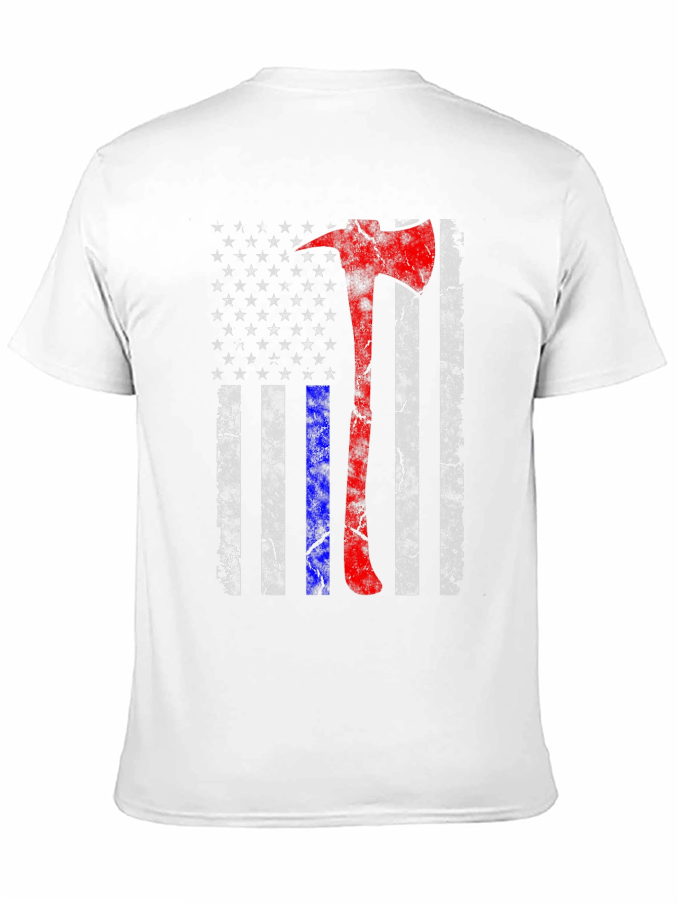 Black Firefighter Axe American Flag T-Shirt view 11