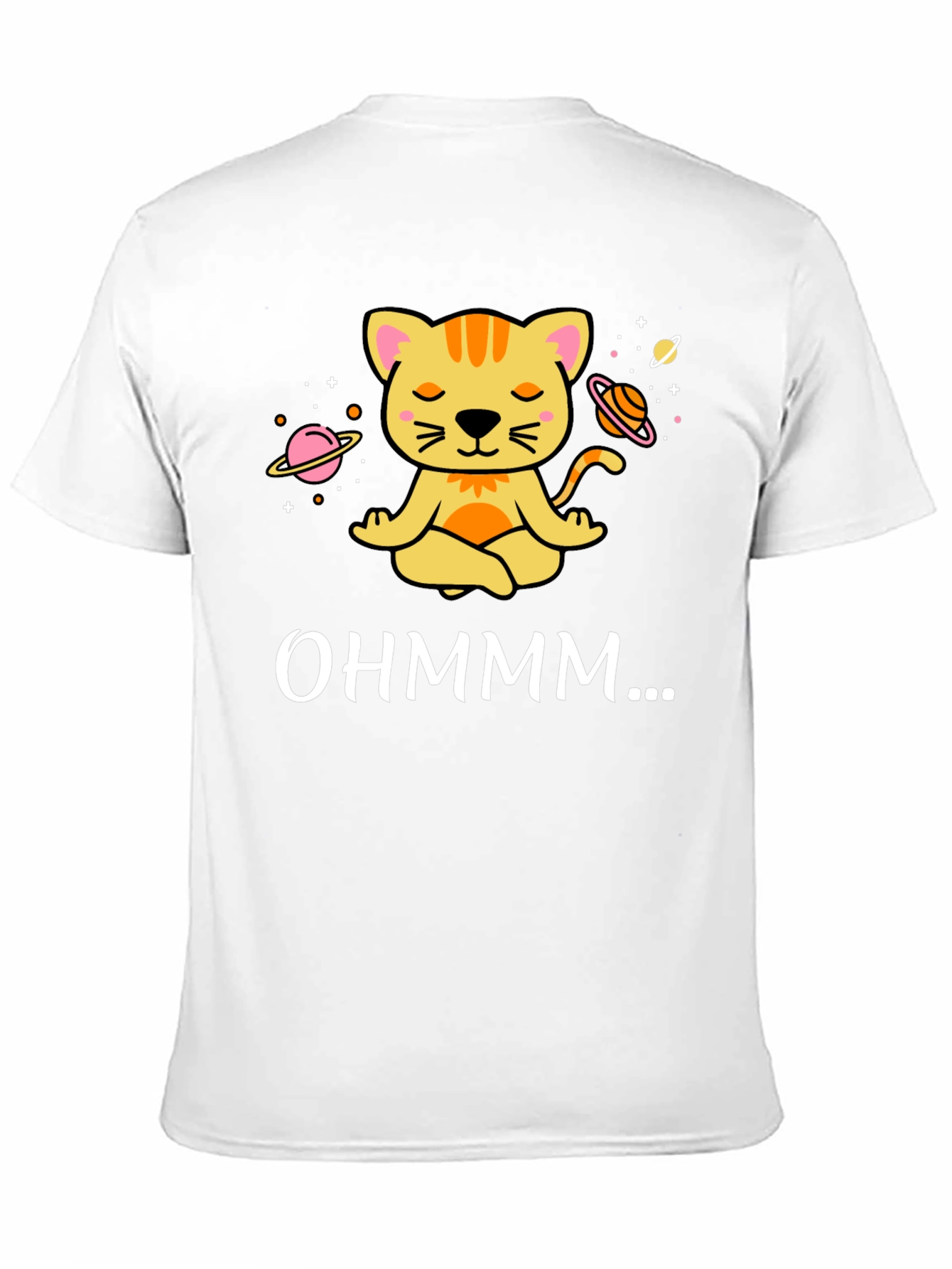 Black Zen Cat Meditation T-Shirt - Ohm Planets view 11