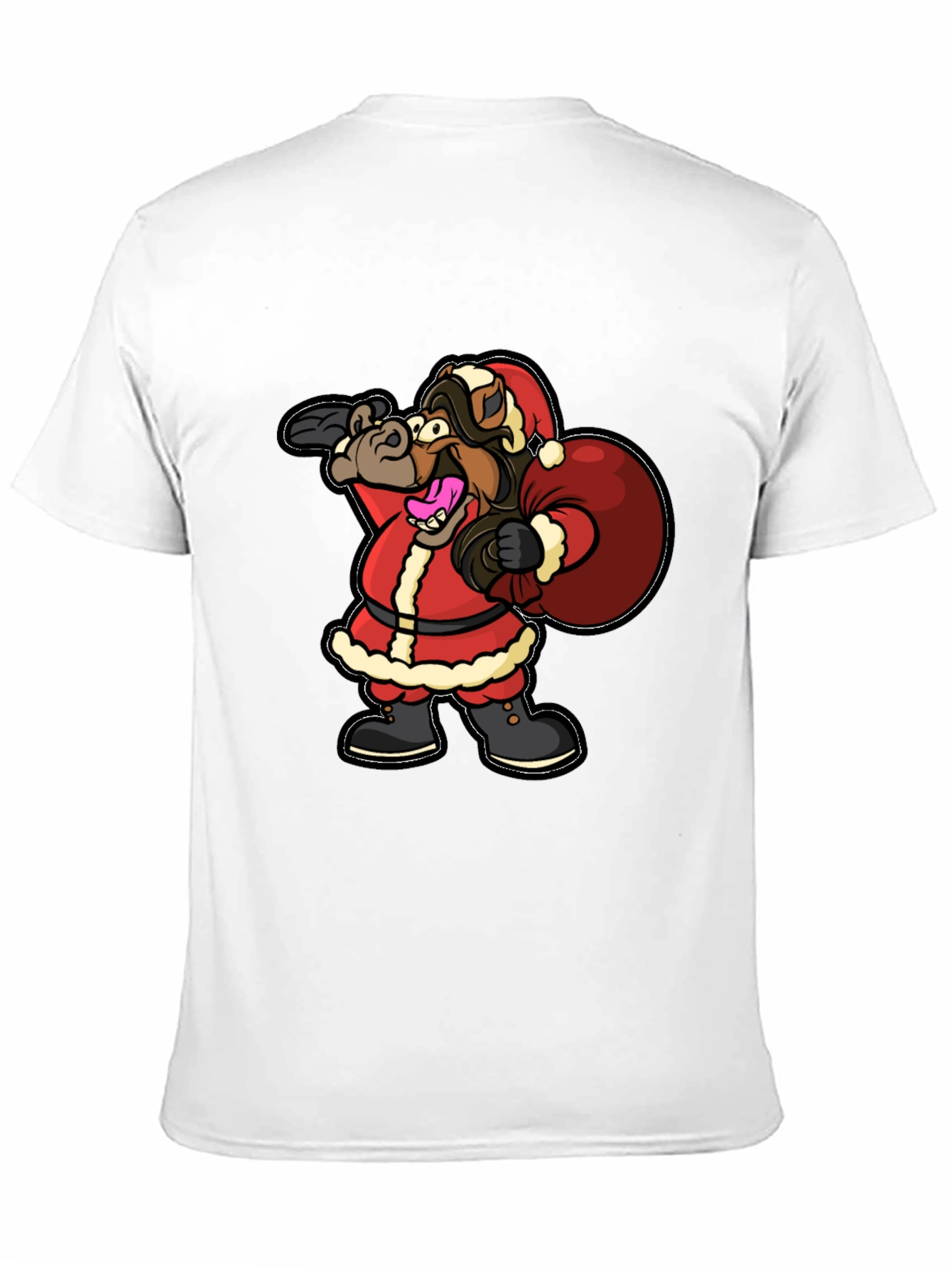 Black Funny Horse Santa Christmas Black T-Shirt view 11