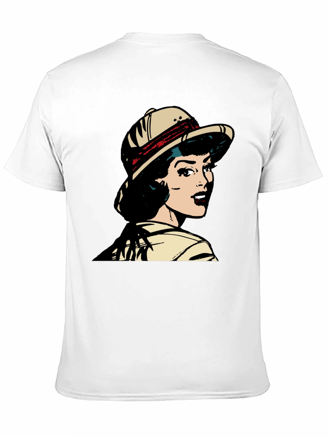 Black Retro Pop Art T-Shirt - Safari Girl Graphic Tee view 11