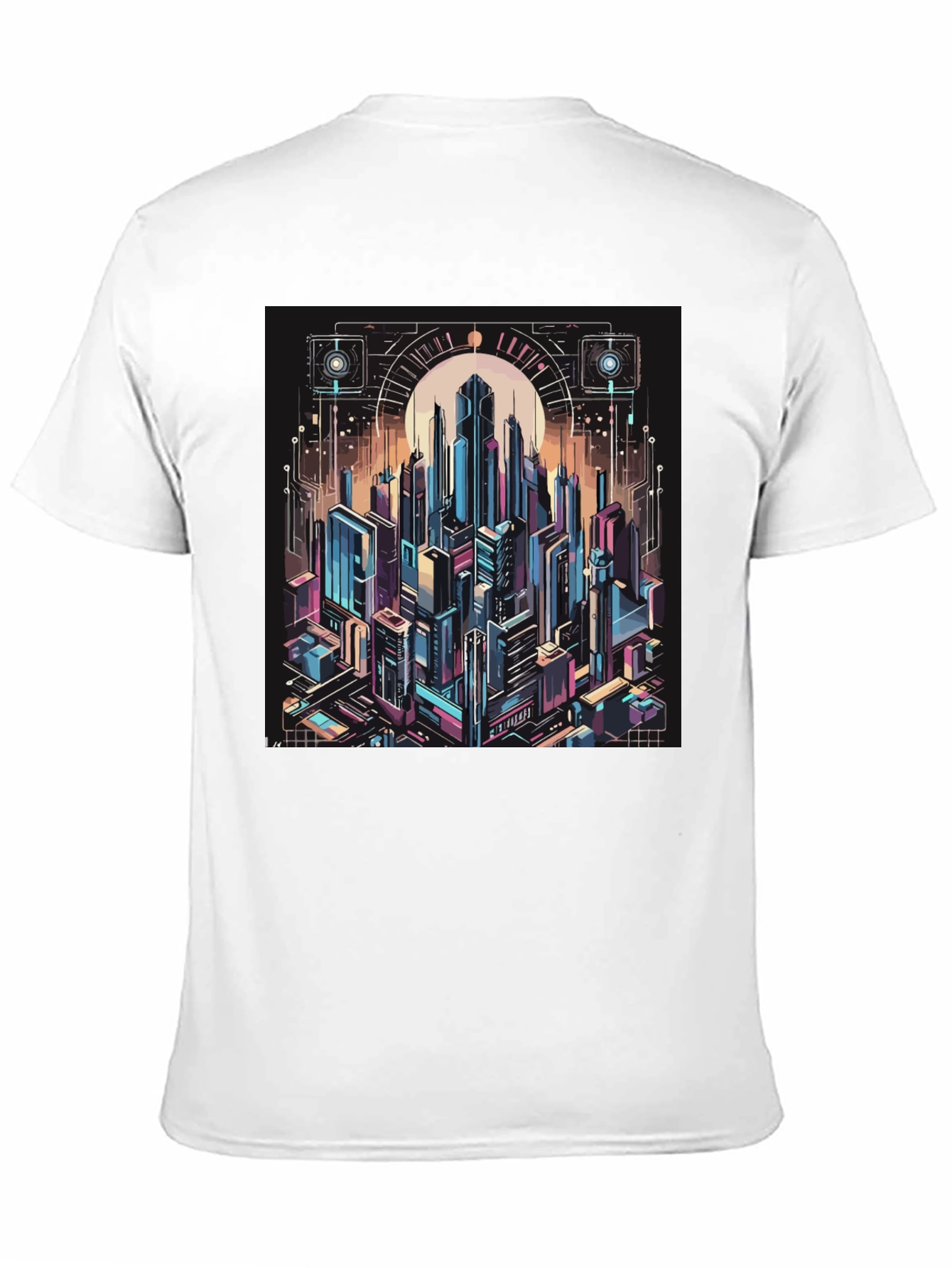 Black Cyberpunk Cityscape Graphic Tee - Black view 11