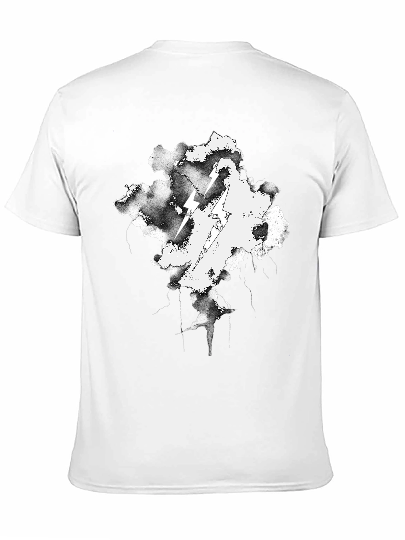 Black Storm Cloud Lightning T-Shirt - Black Cotton Graphic Tee view 11
