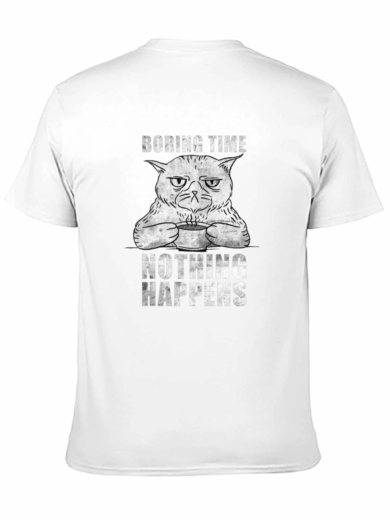 Black Boring Time Cat Graphic Tee - Unisex Cotton T-Shirt view 11