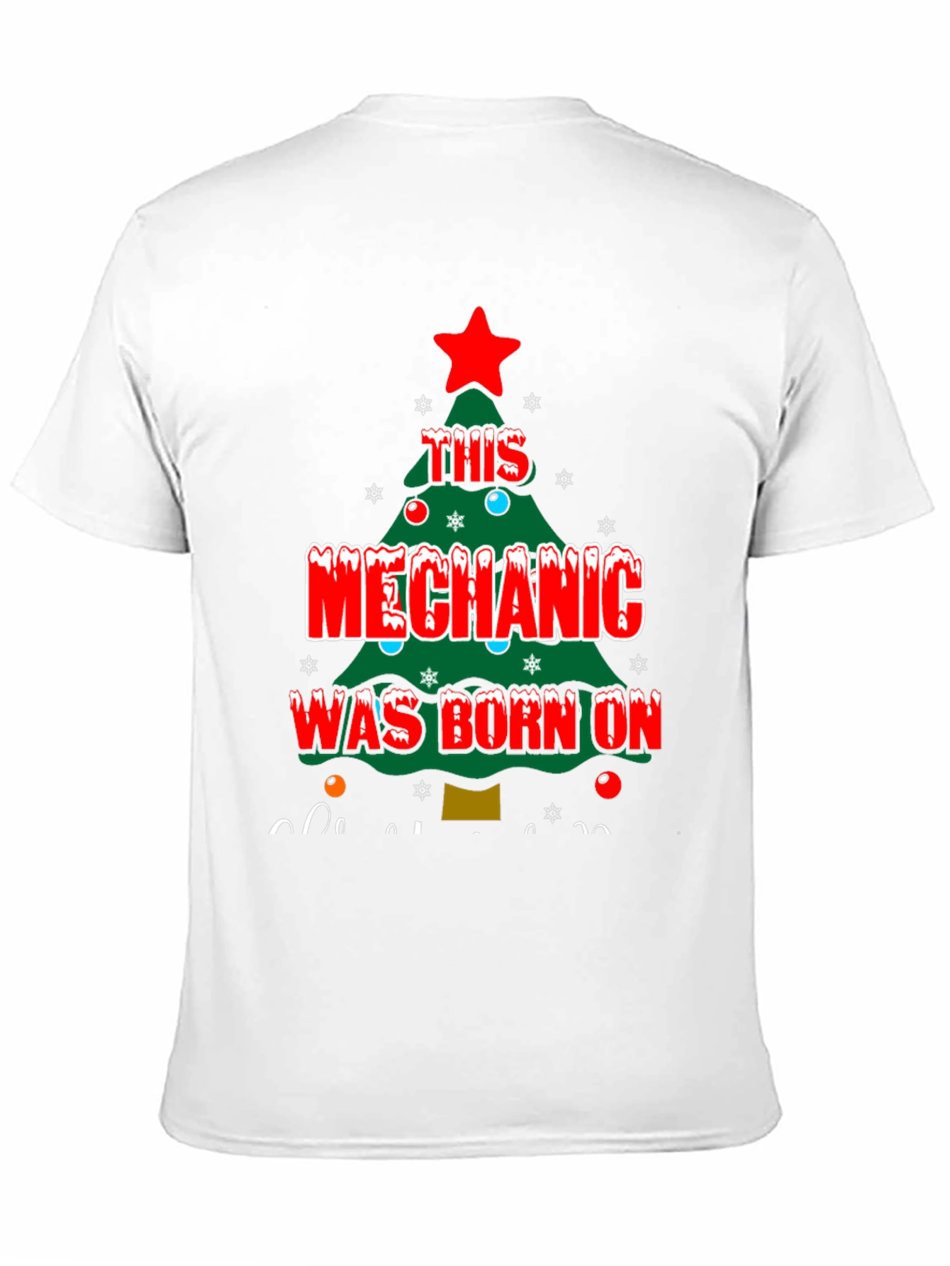 Black Mechanic Christmas Tree T-Shirt view 11