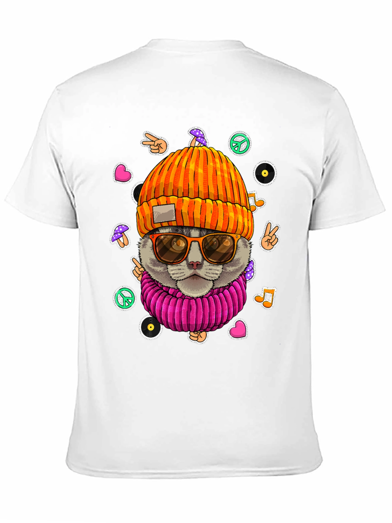 Black Cool Cat Graphic Tee - Hippie Style view 11