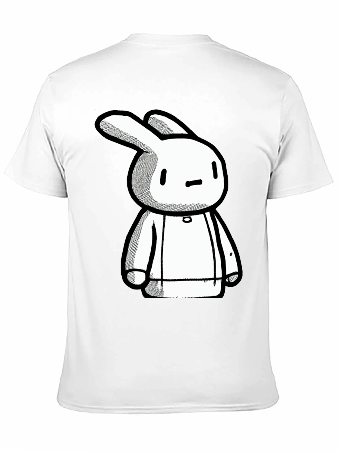 Black Cartoon Bunny Graphic Print Black Tee view 11