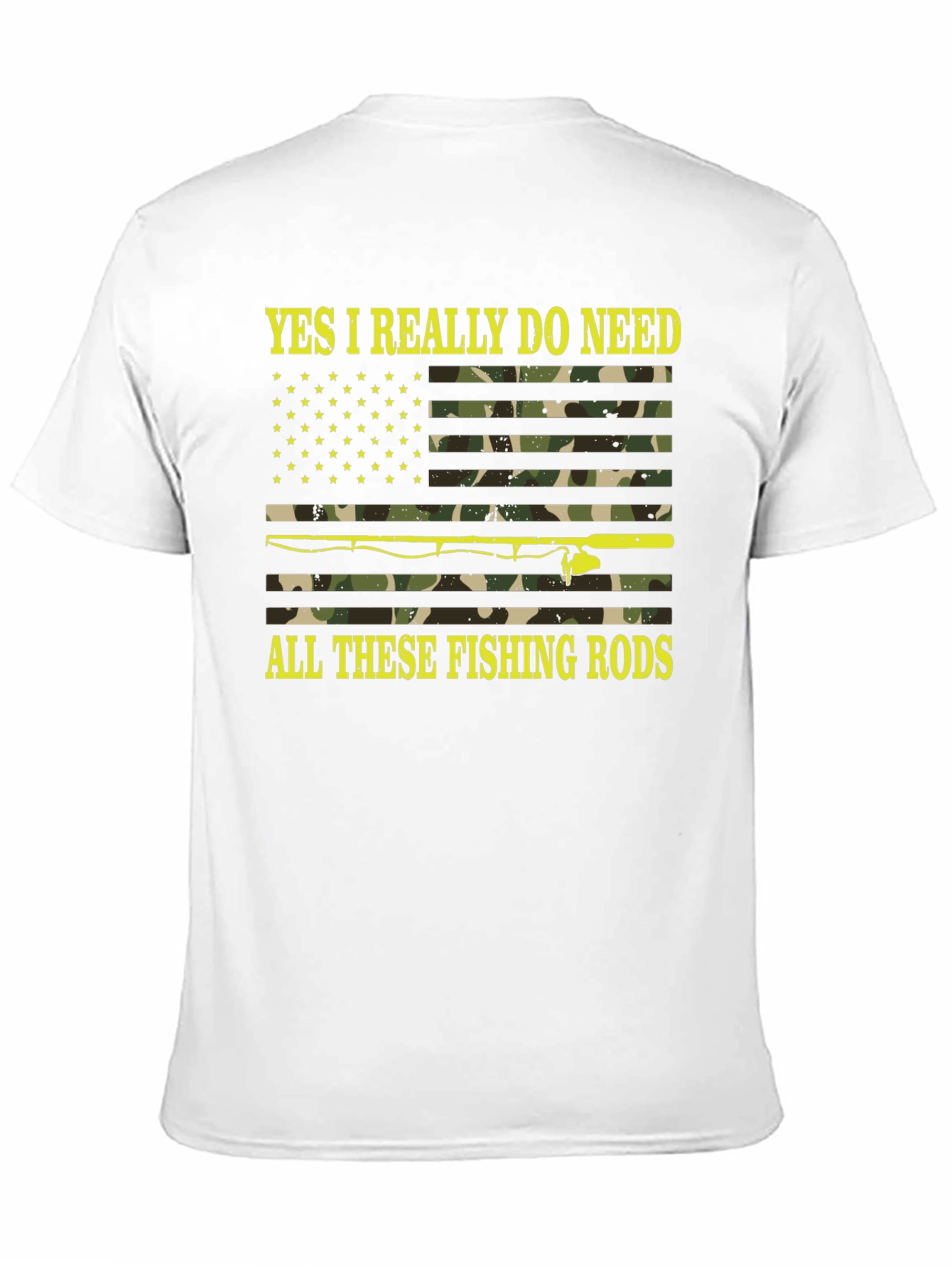 Black Funny Fishing Rods Camo Flag Graphic Tee view 11