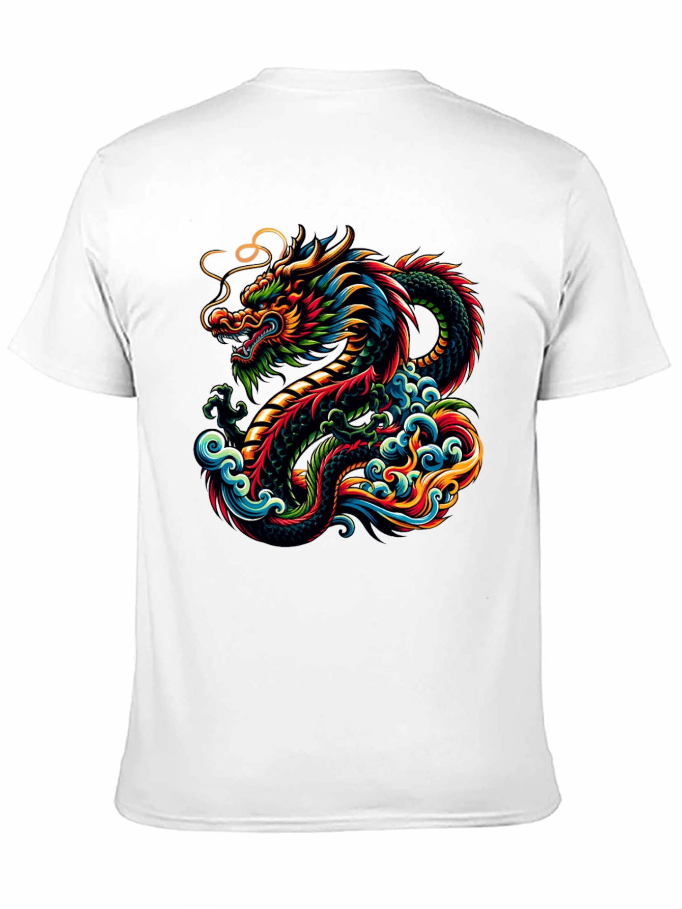 Black Vibrant Dragon Graphic Tee - Black Cotton T-Shirt view 11