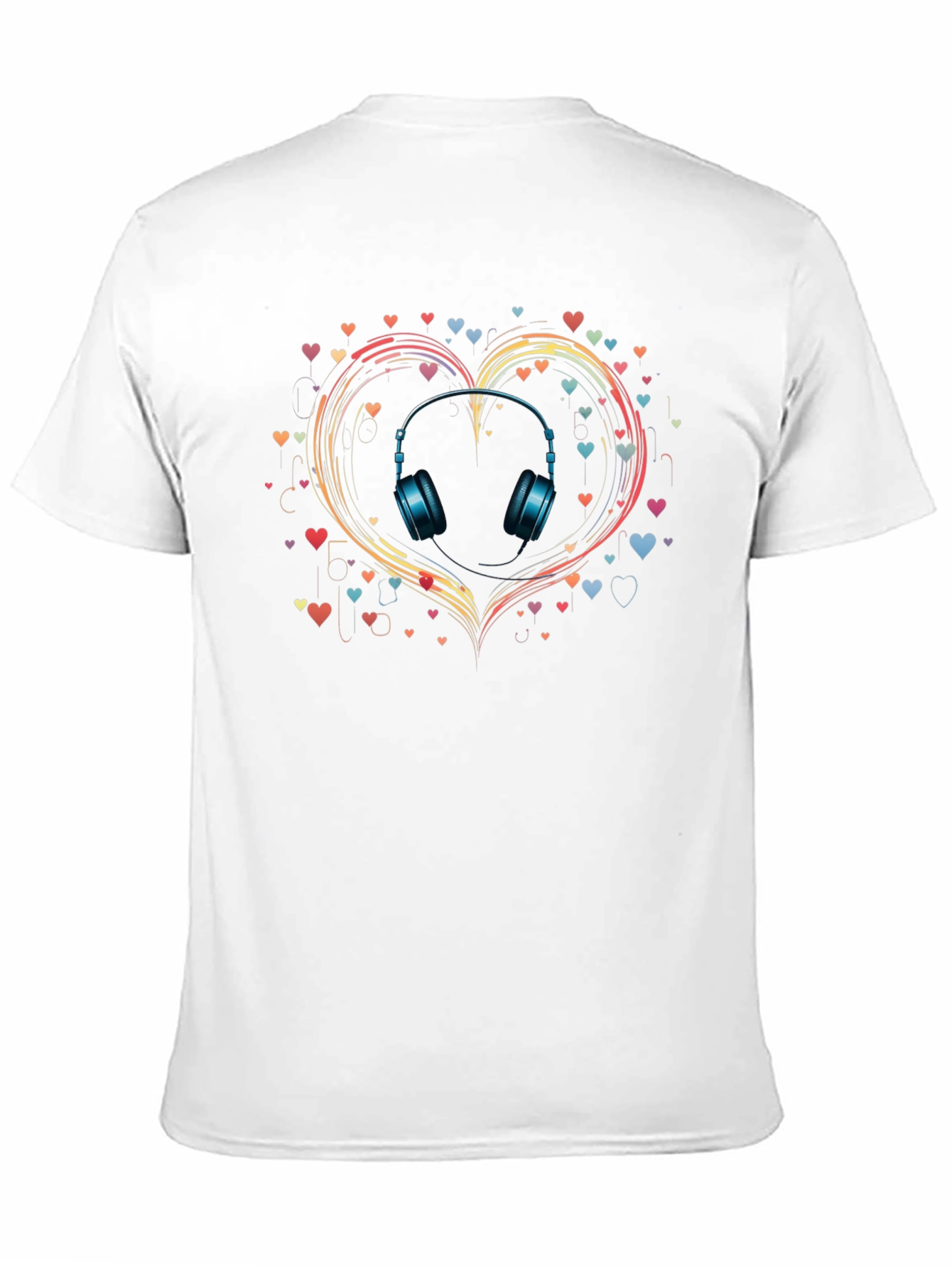 Black Music Lover T-Shirt: Headphones in Heart Design view 11