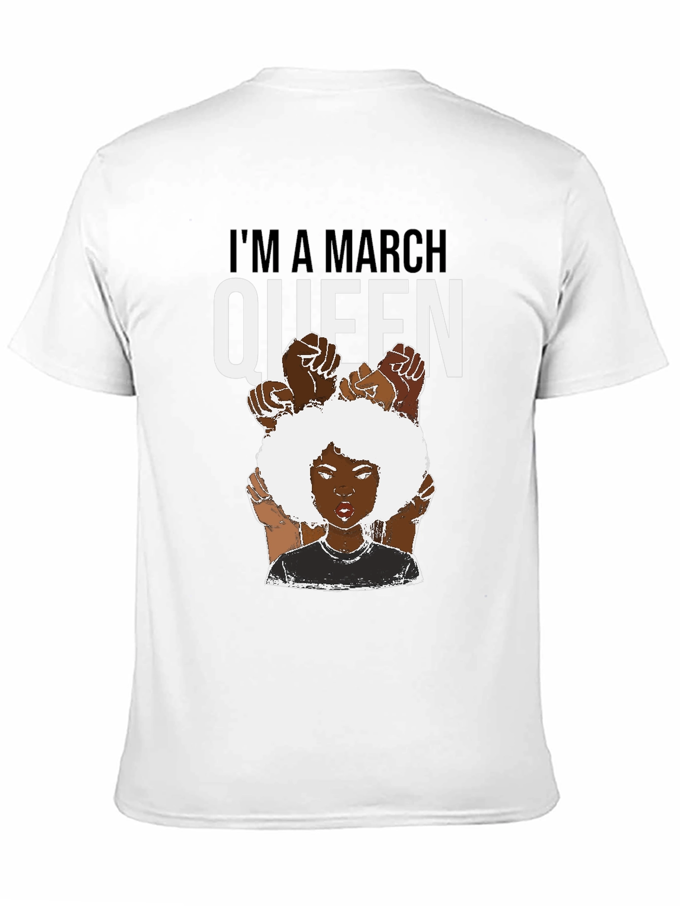 Black I'm a March Queen Black T-Shirt view 11