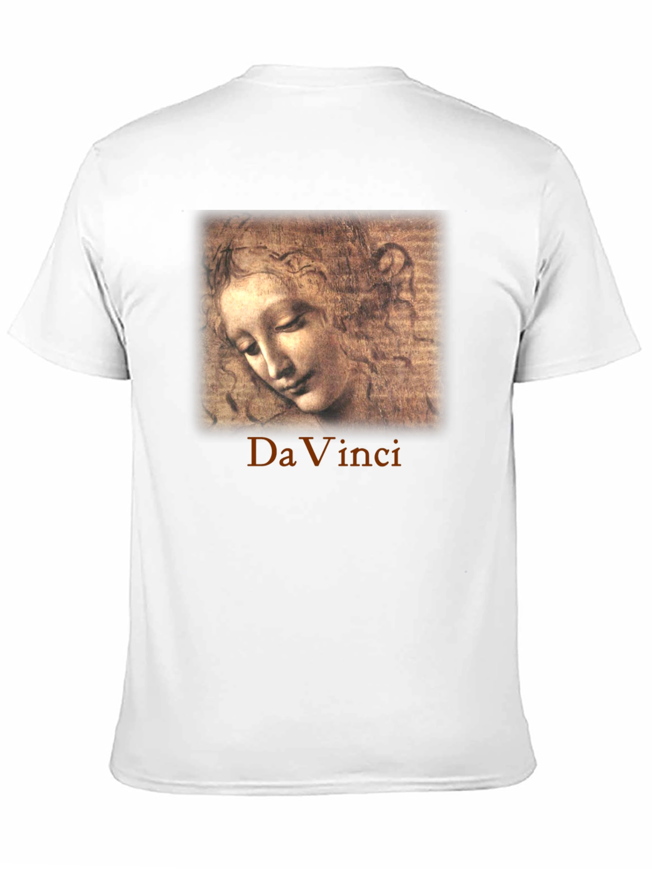 Black Da Vinci Sketch Portrait Graphic T-Shirt view 11