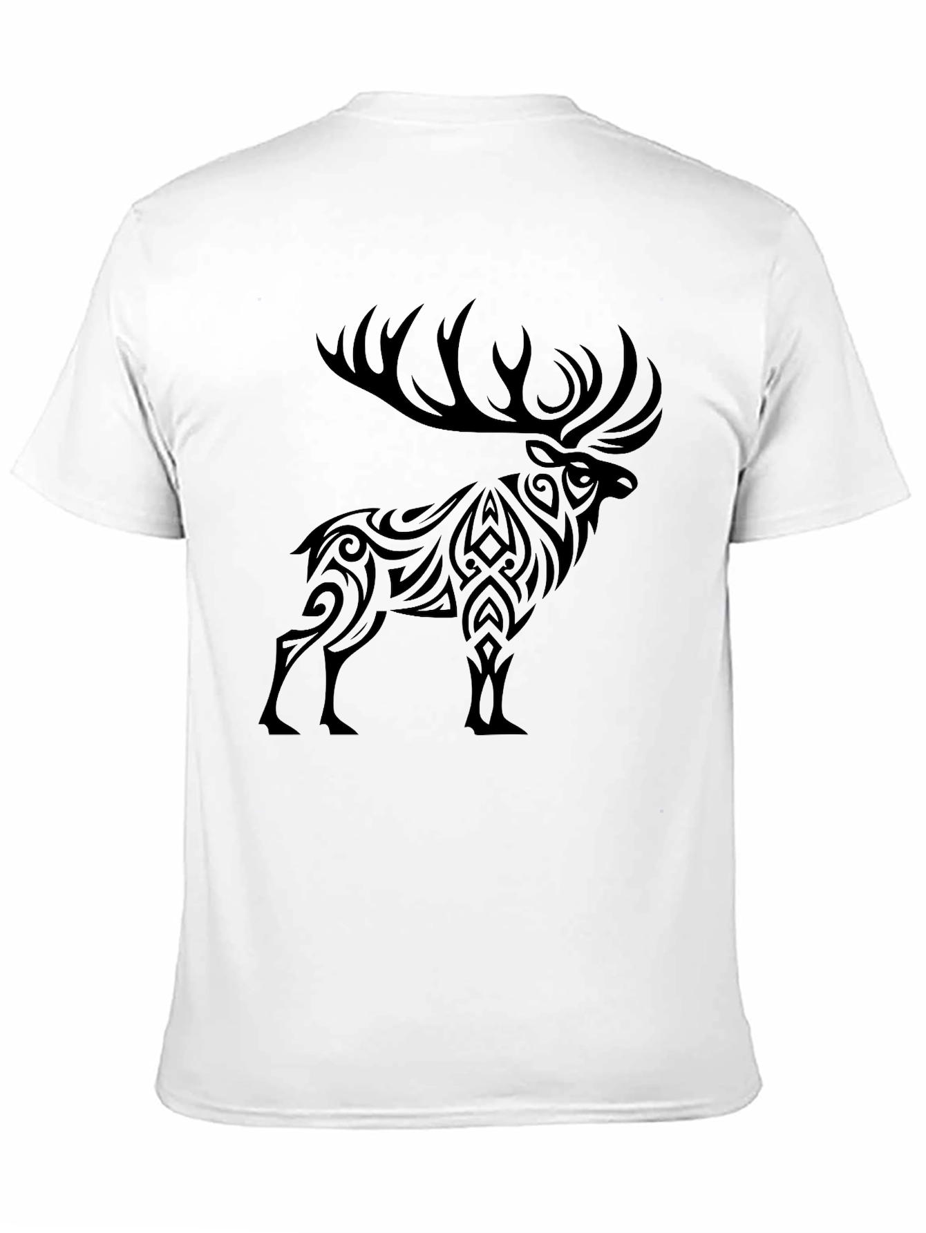 Black Tribal Elk Graphic Print T-Shirt view 11