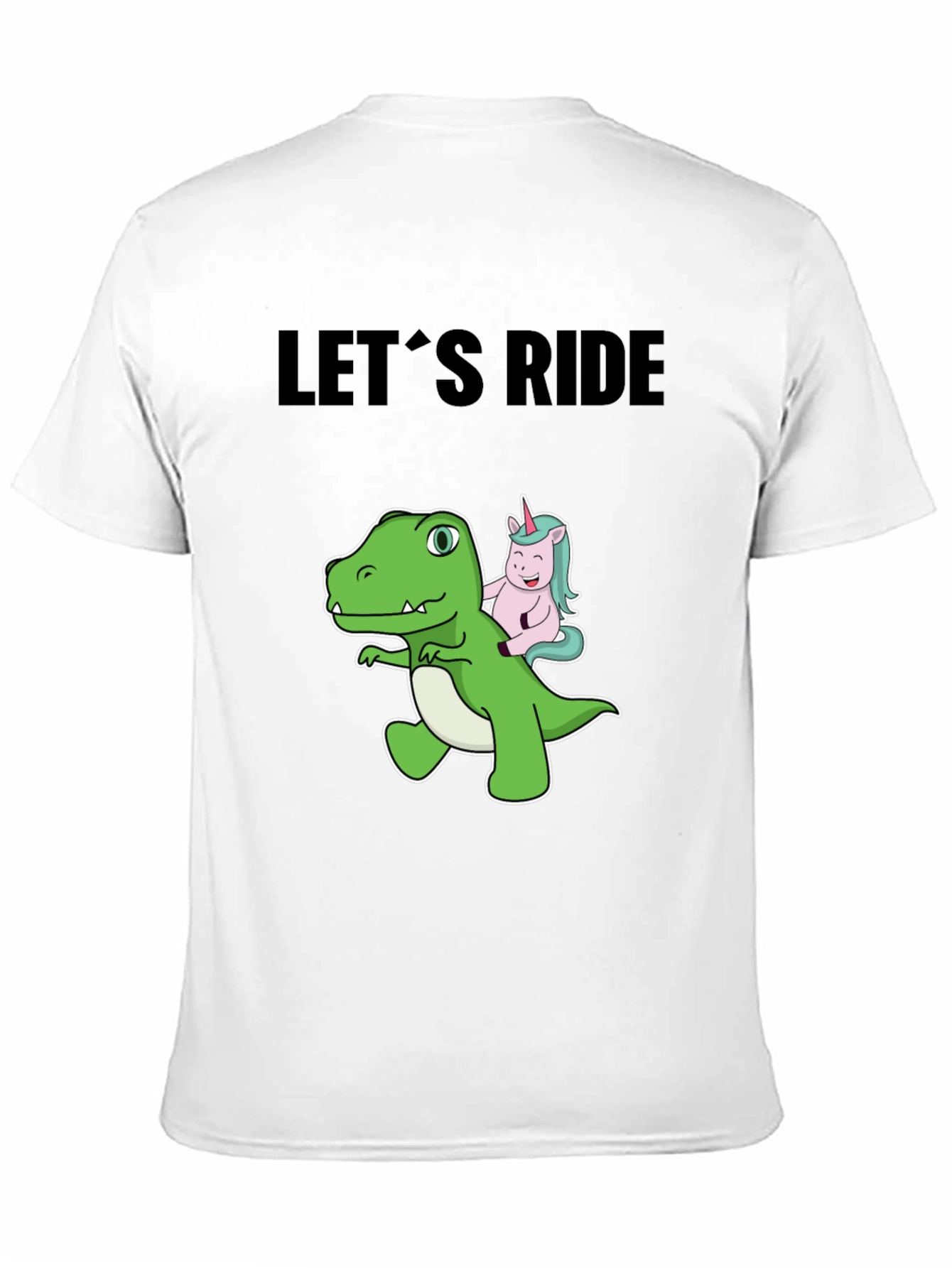 Black Dino and Unicorn Let's Ride Graphic Tee view 11