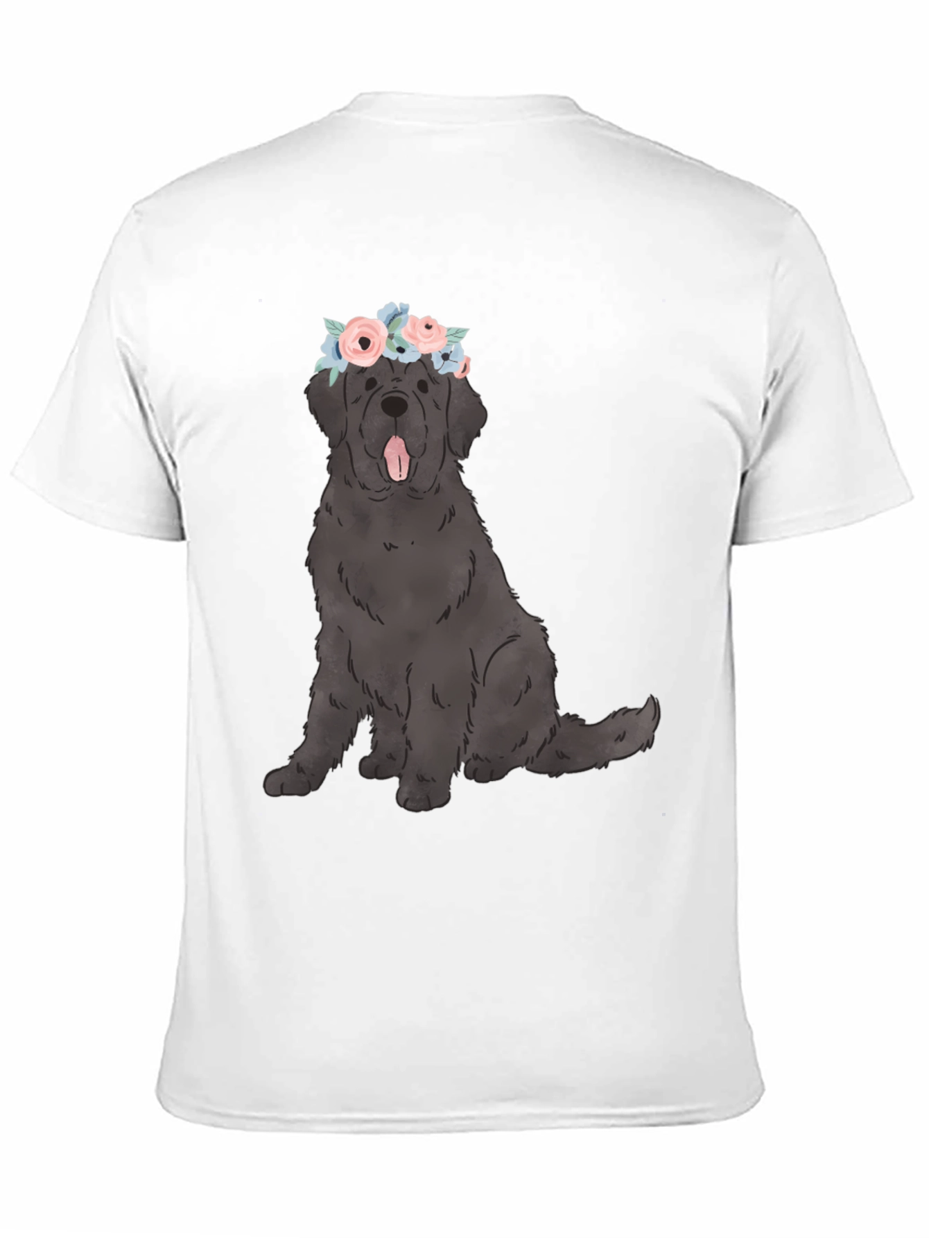 Black Dog with Flower Crown Graphic T-Shirt view 11