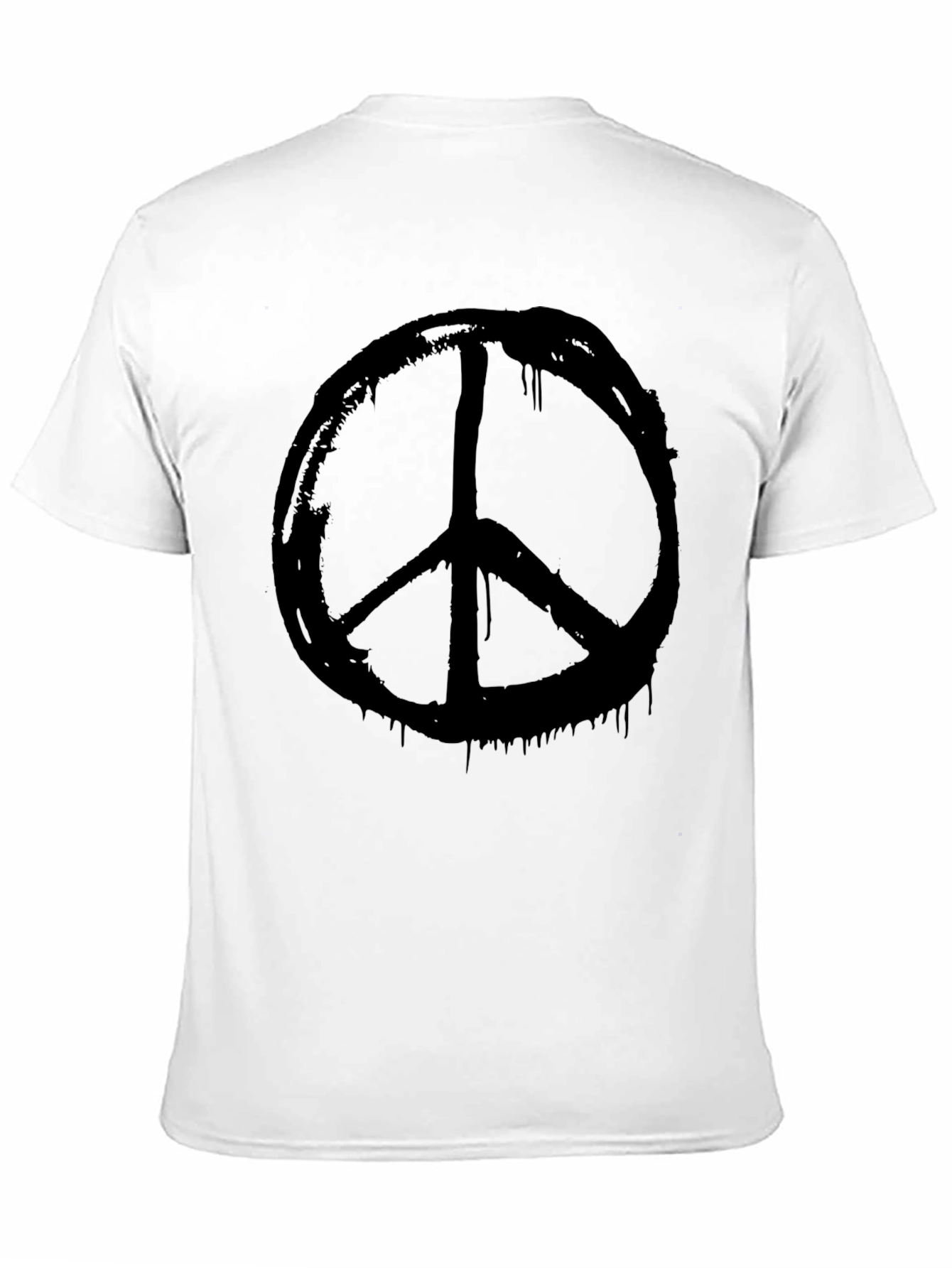 Black Peace Sign Graphic Tee - Black Cotton Casual Wear view 11