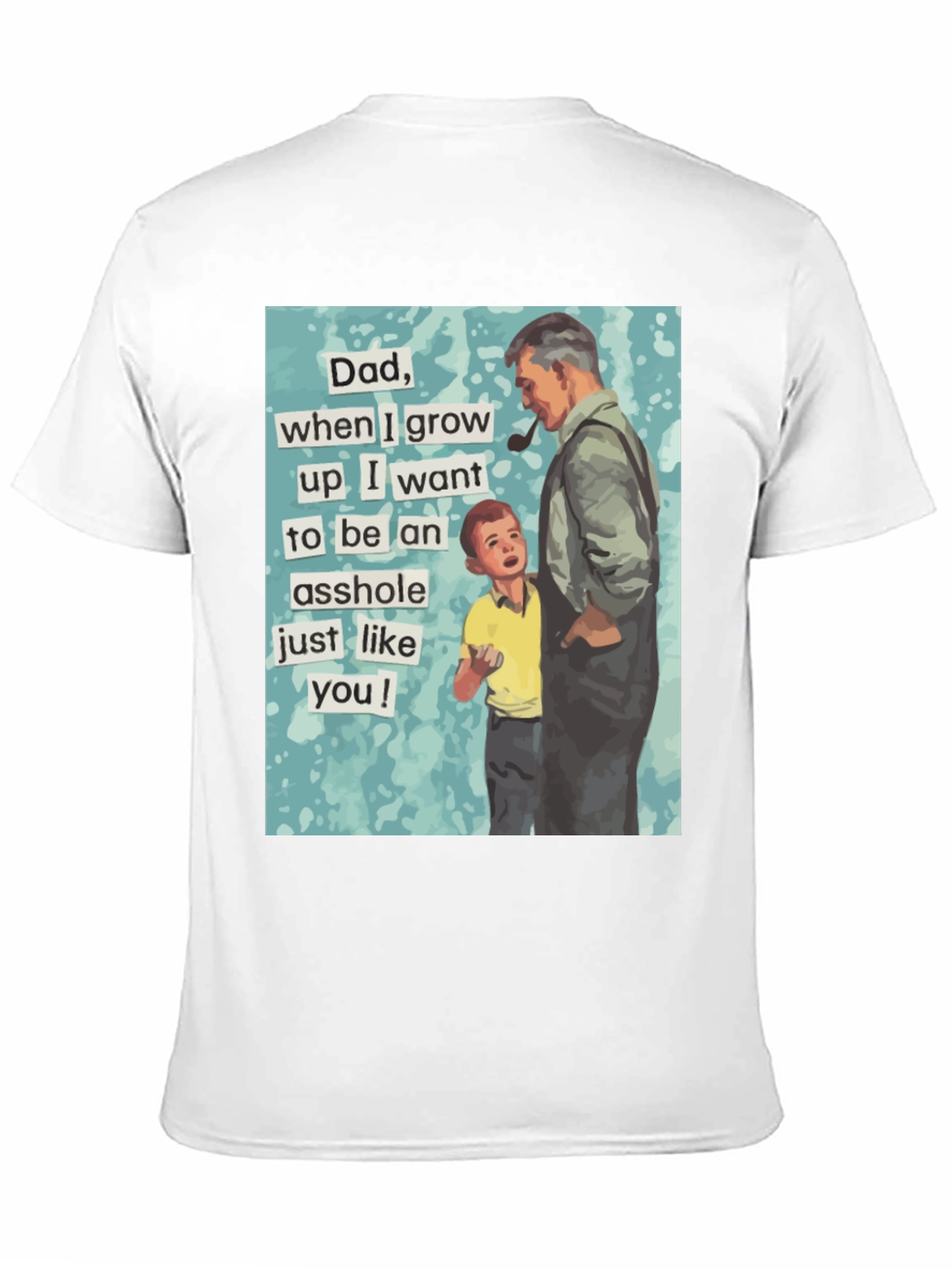 Black Humorous "Dad, Asshole" Graphic Tee - Black Cotton Blend view 11