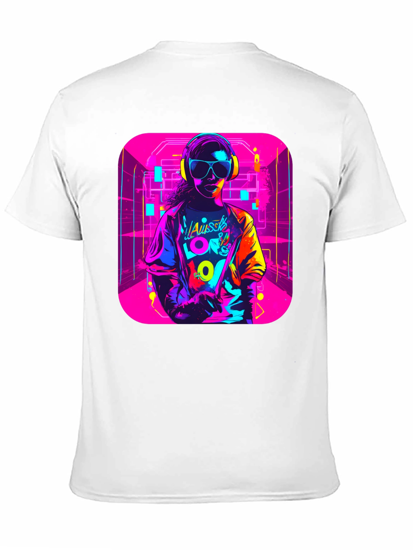 Black Neon 80s Retro T-Shirt - Unisex Black Tee view 11