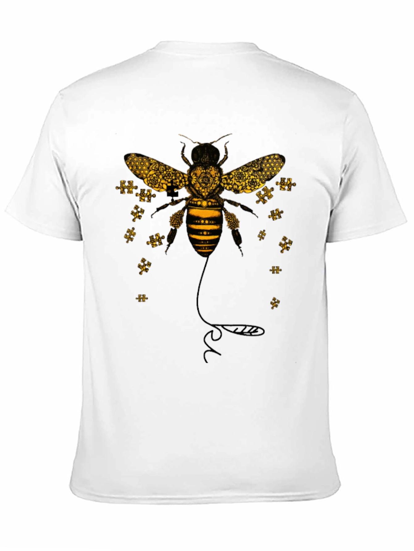 Black Geometric Bee Graphic Black Tee view 11