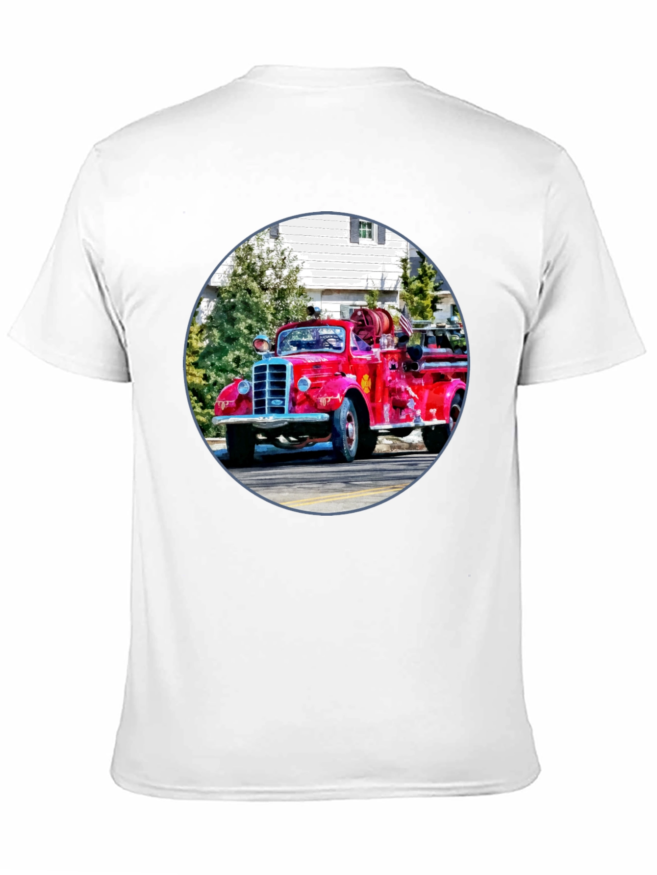 Black Vintage Fire Truck Graphic T-Shirt - Classic Design view 11