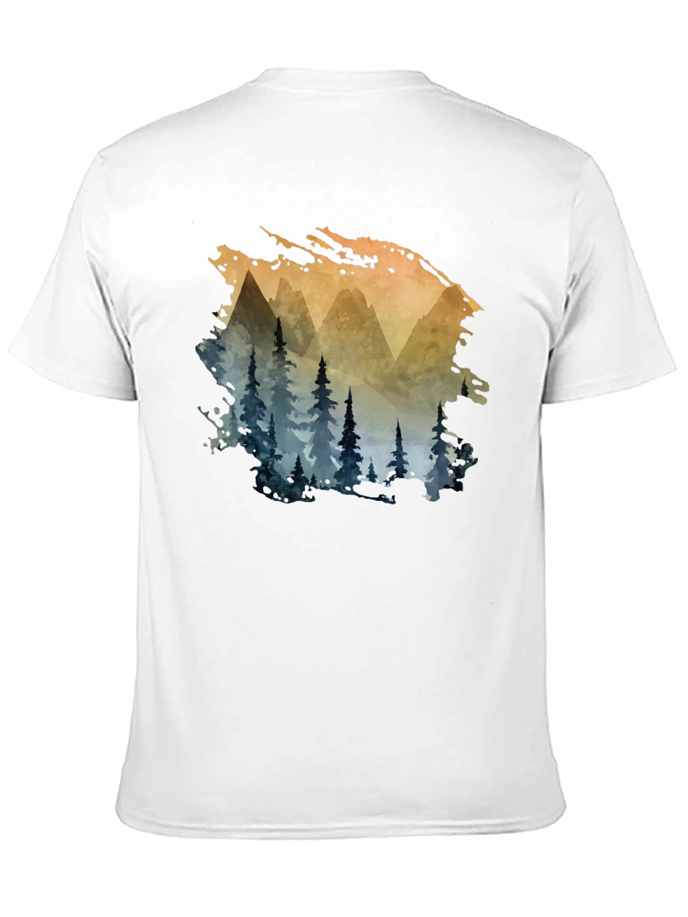 Black Watercolor Mountain & Trees Graphic Tee - Black view 11