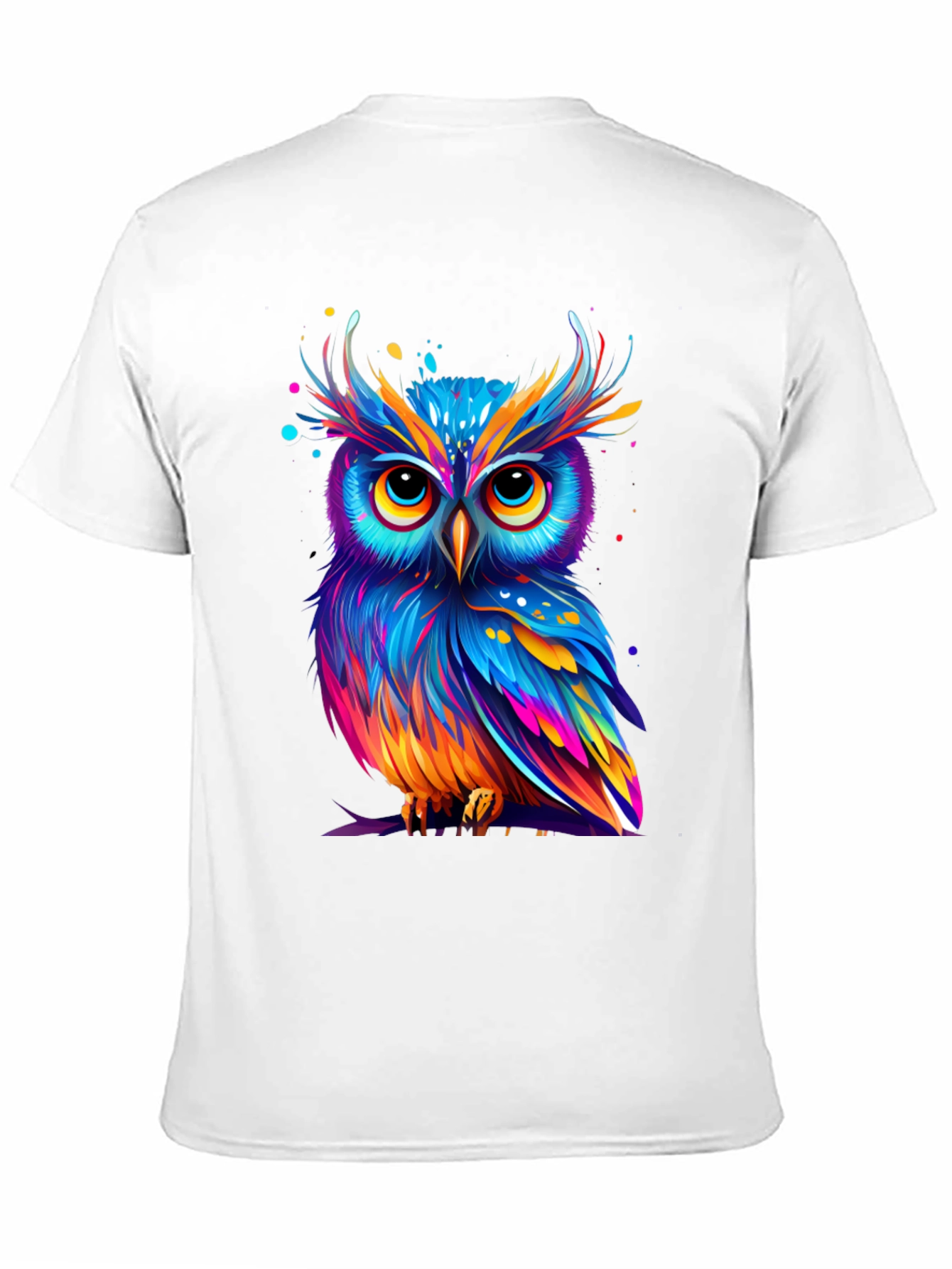 Black Colorful Owl Graphic Tee - Unique Art T-Shirt view 11