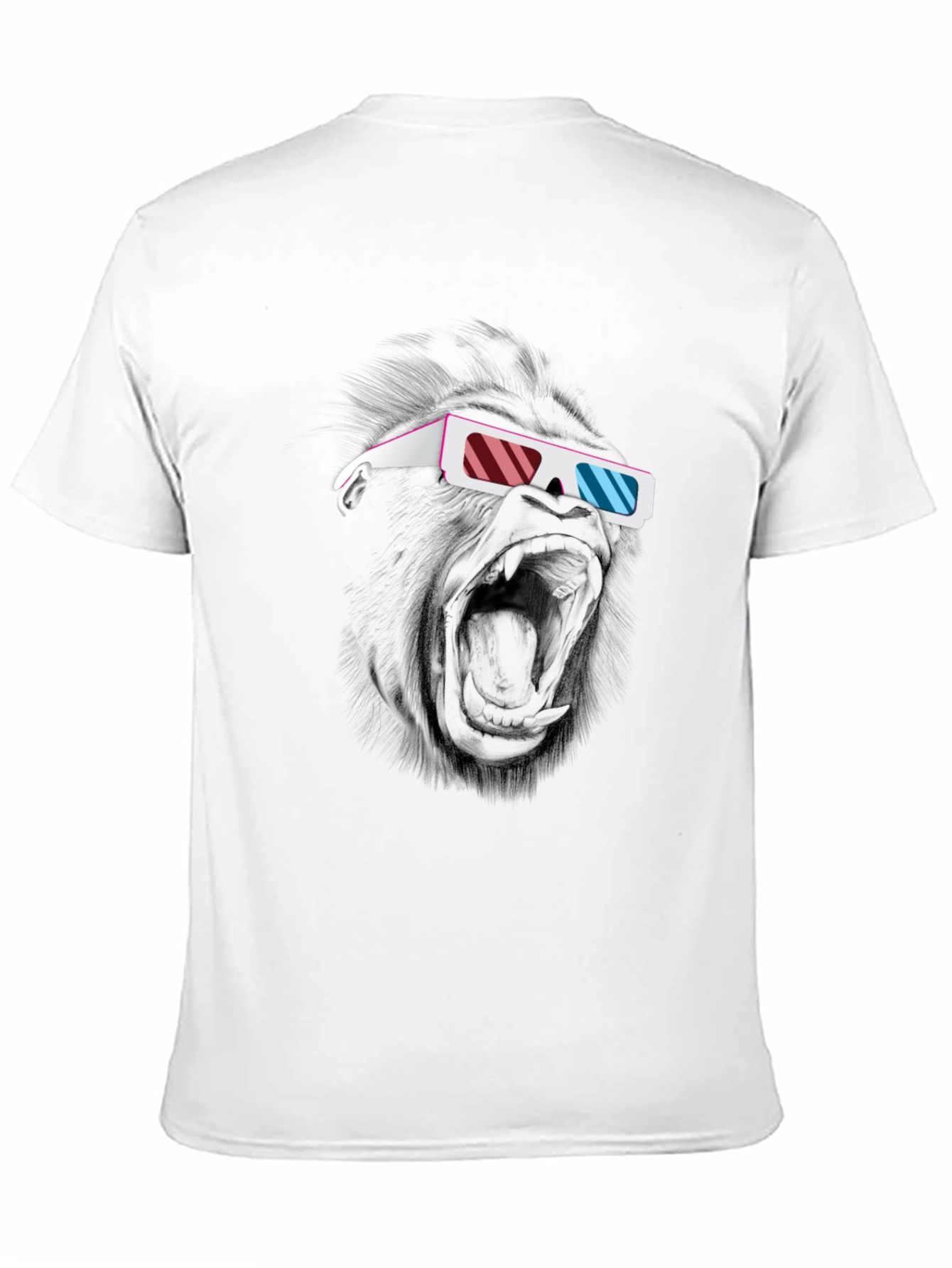 Black Cool Gorilla 3D Glasses Graphic T-Shirt view 11