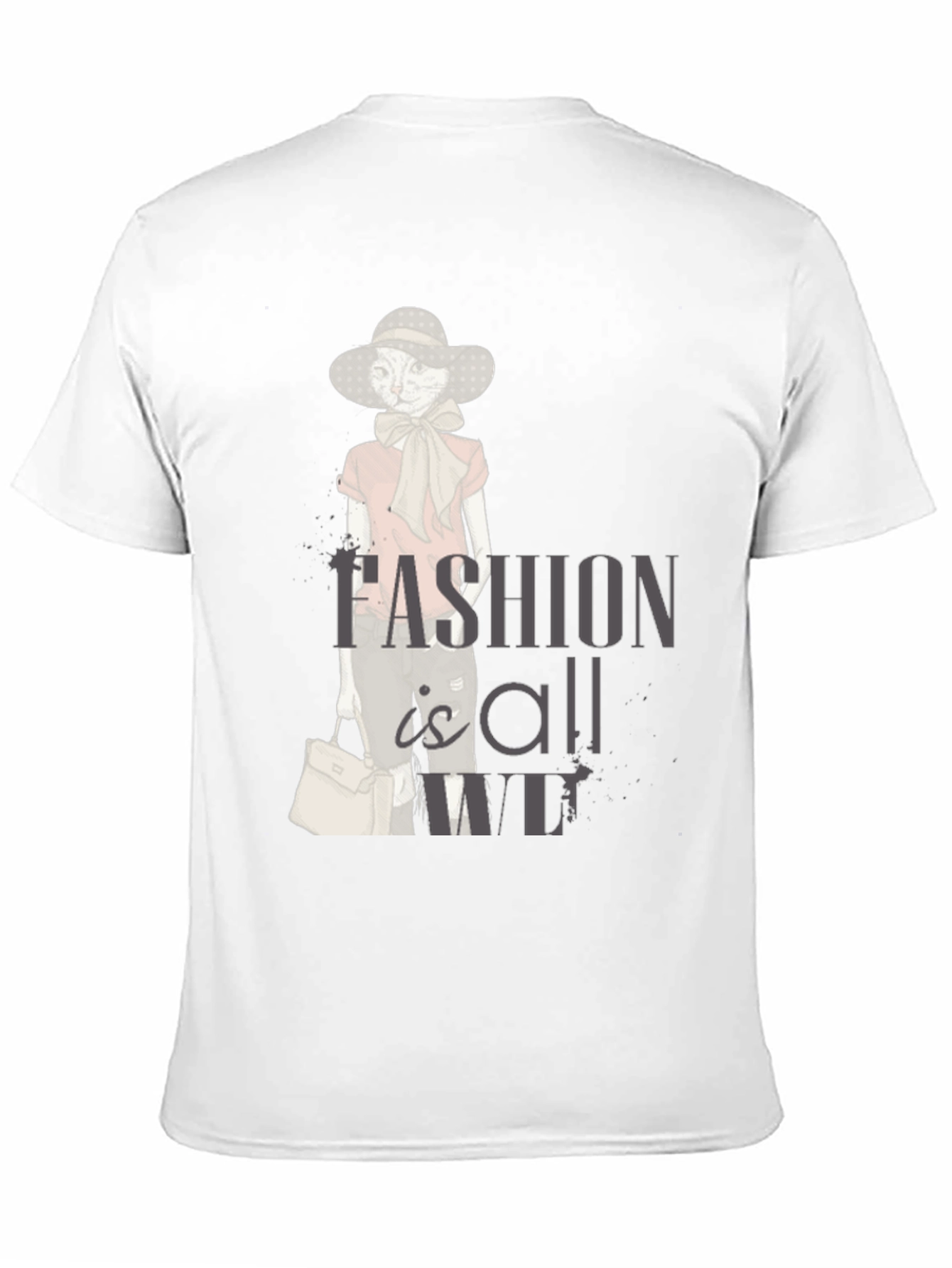 Black Stylish Cat Fashion T-Shirt - Unisex Cotton Tee view 11