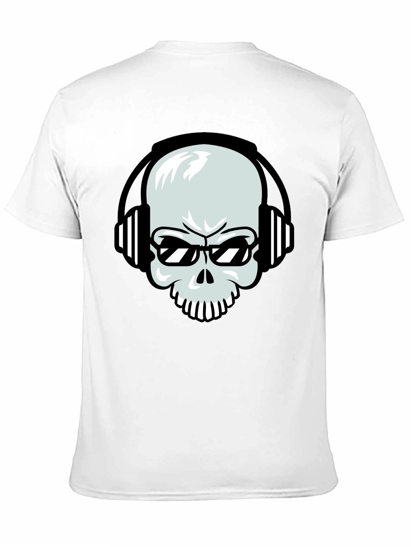 Black Skull with Headphones Graphic Tee - Black Cotton T-Shirt view 11