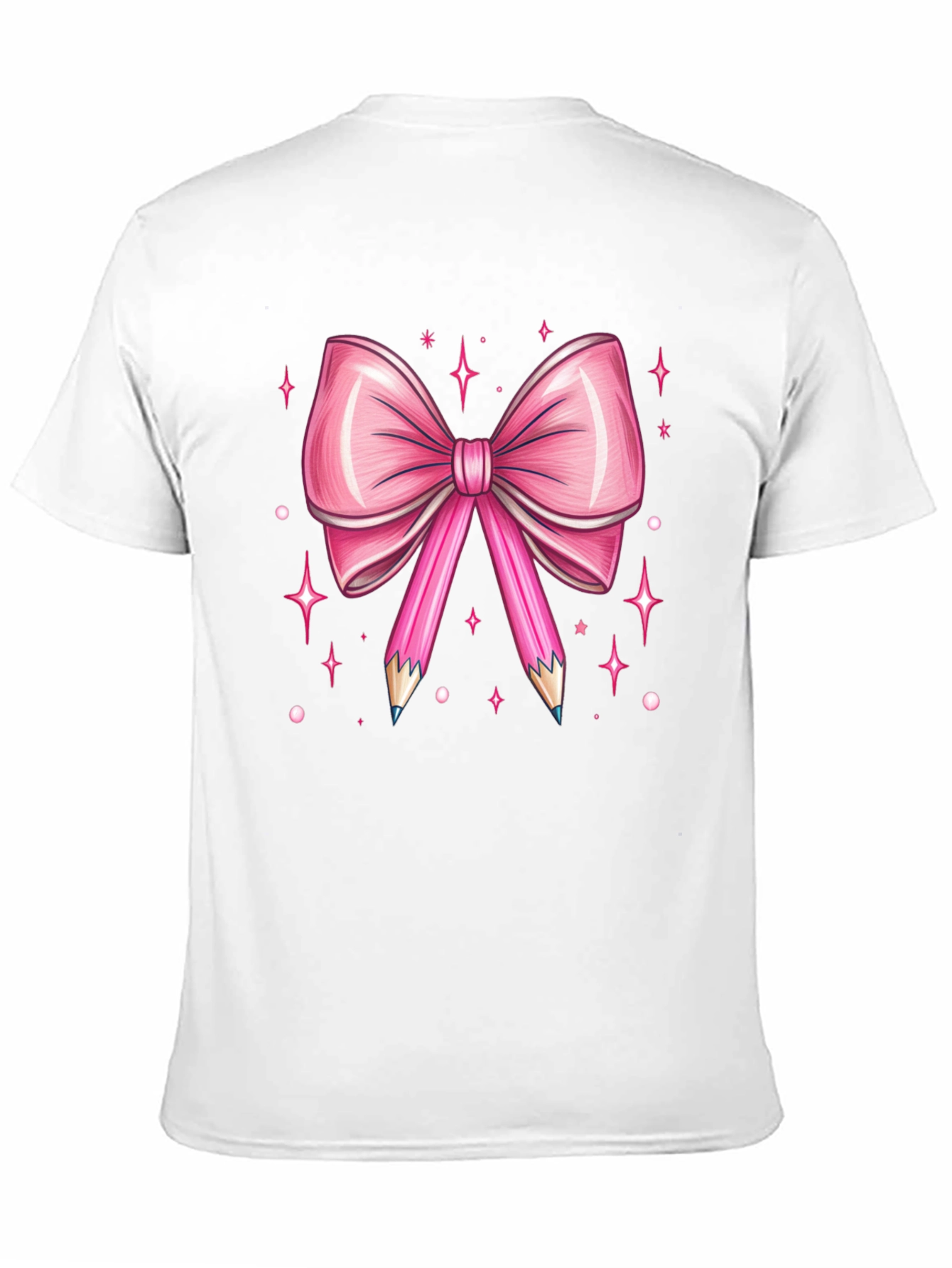 Black Pink Bow & Pencil Graphic Tee view 11