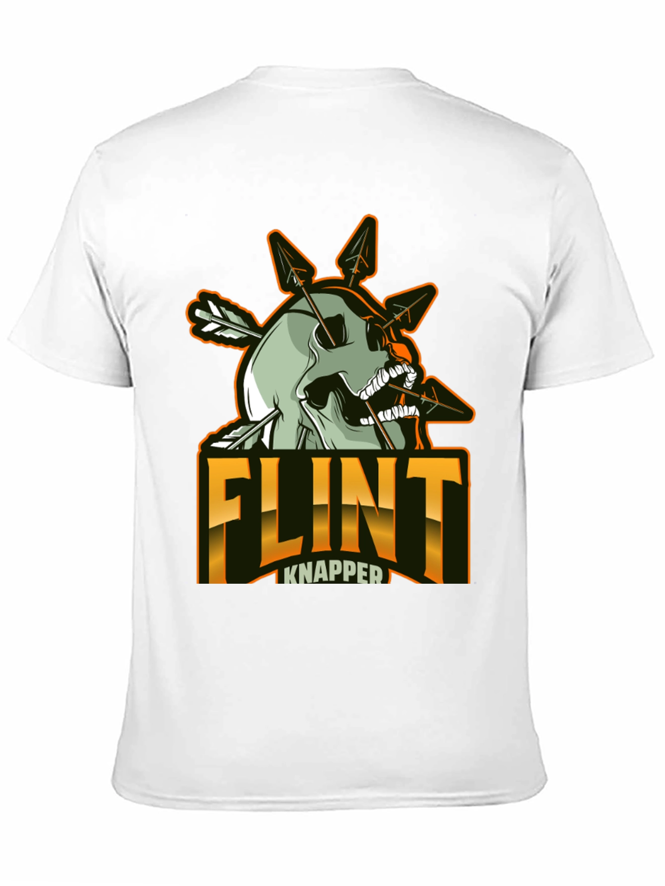 Black Flint Knapper Skull Arrow T-Shirt view 11