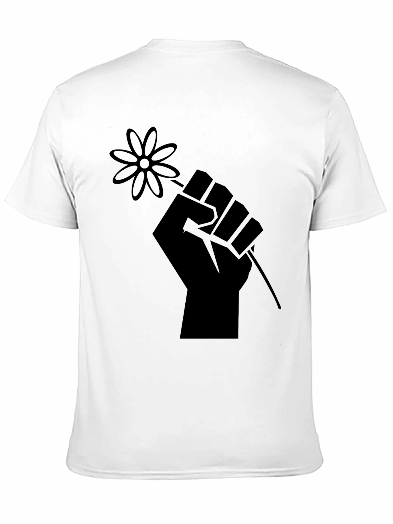 Black Black T-Shirt with Raised Fist & Flower Graphic view 11