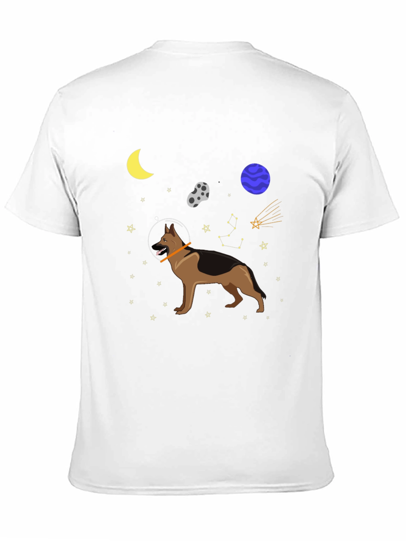 Black Space Dog Graphic Tee - Astronaut German Shepherd T-Shirt view 11