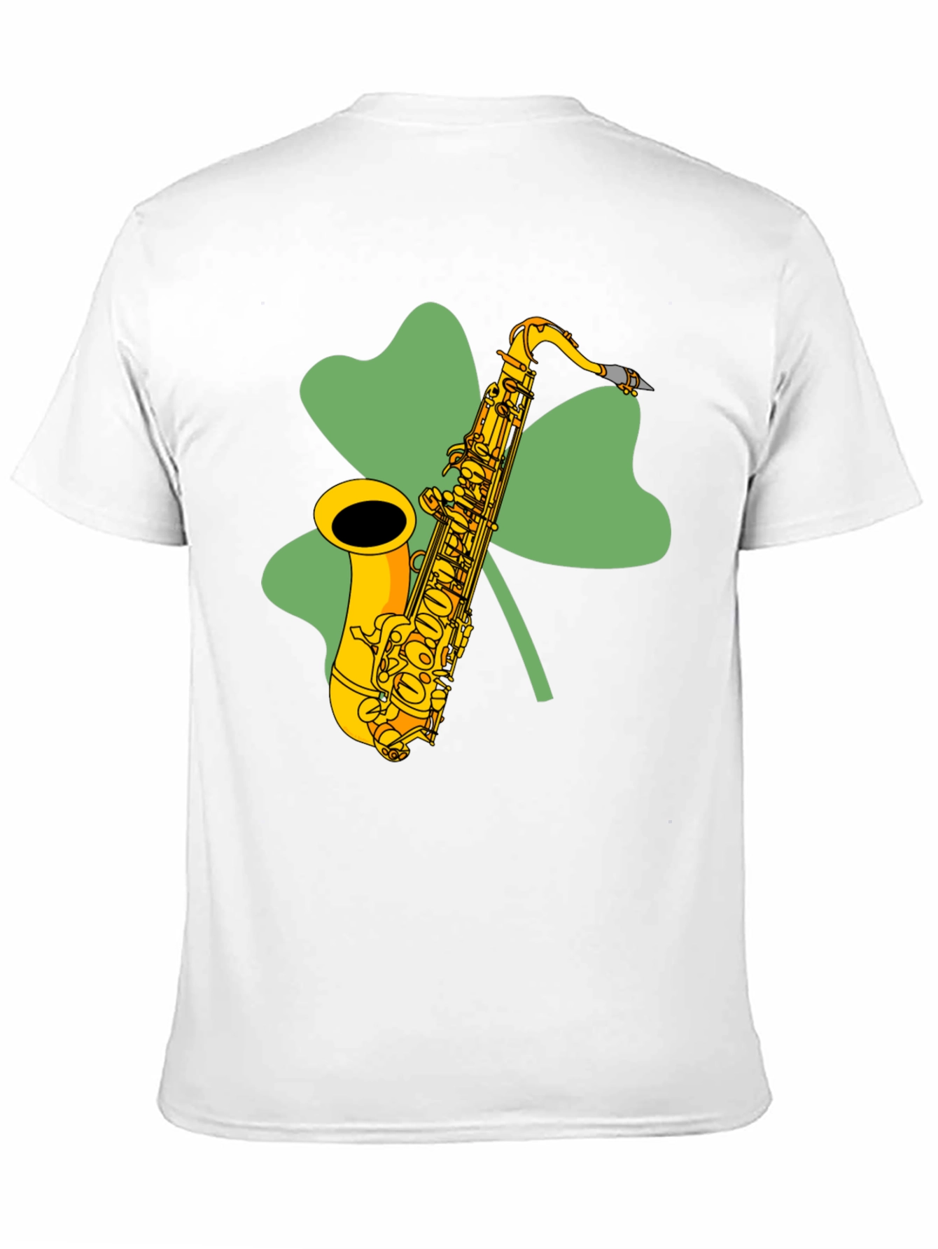 Black St. Patrick's Day Saxophone Shamrock T-Shirt view 11