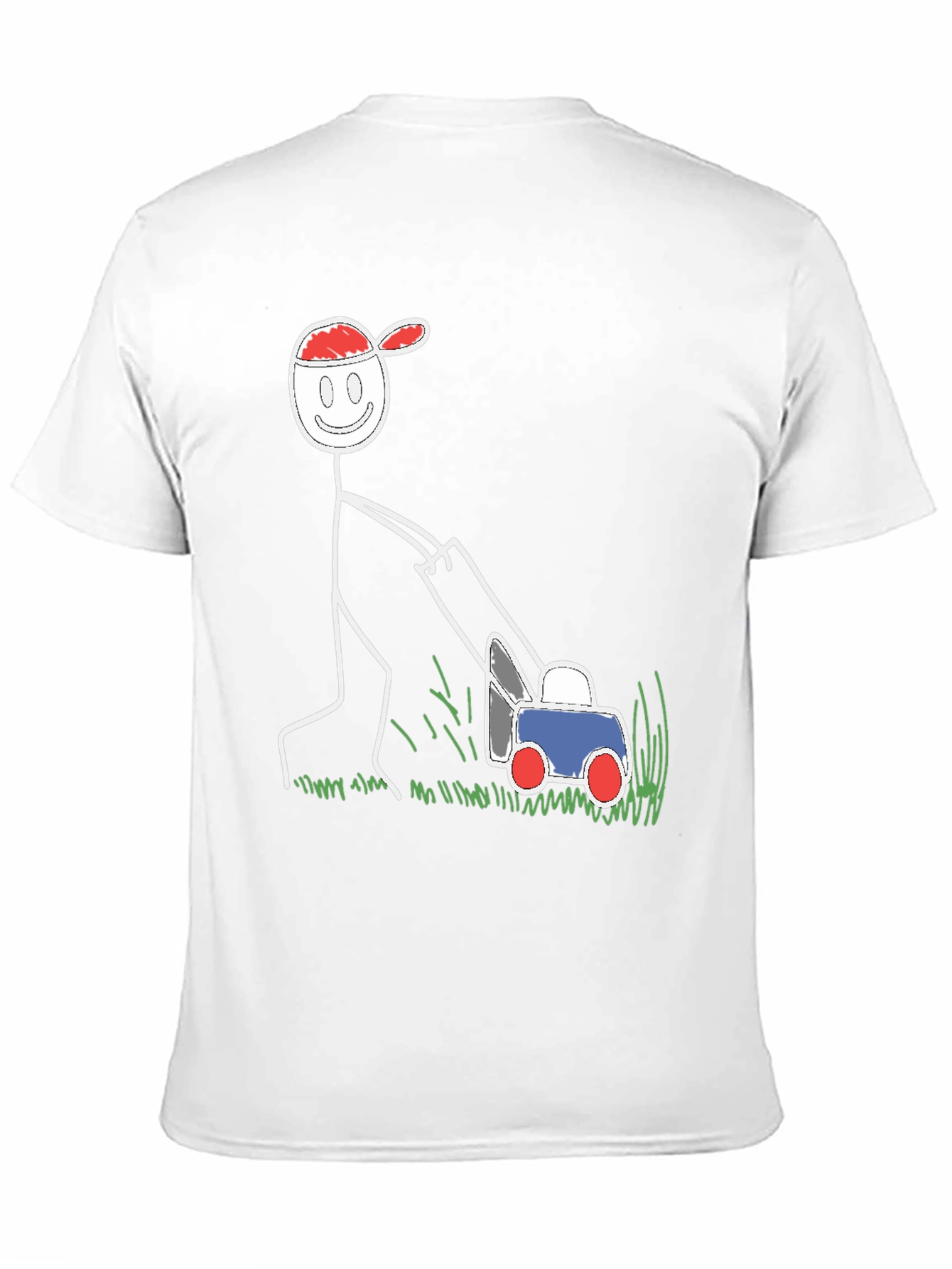 Black Funny Stick Figure Lawn Mower Graphic Tee view 11
