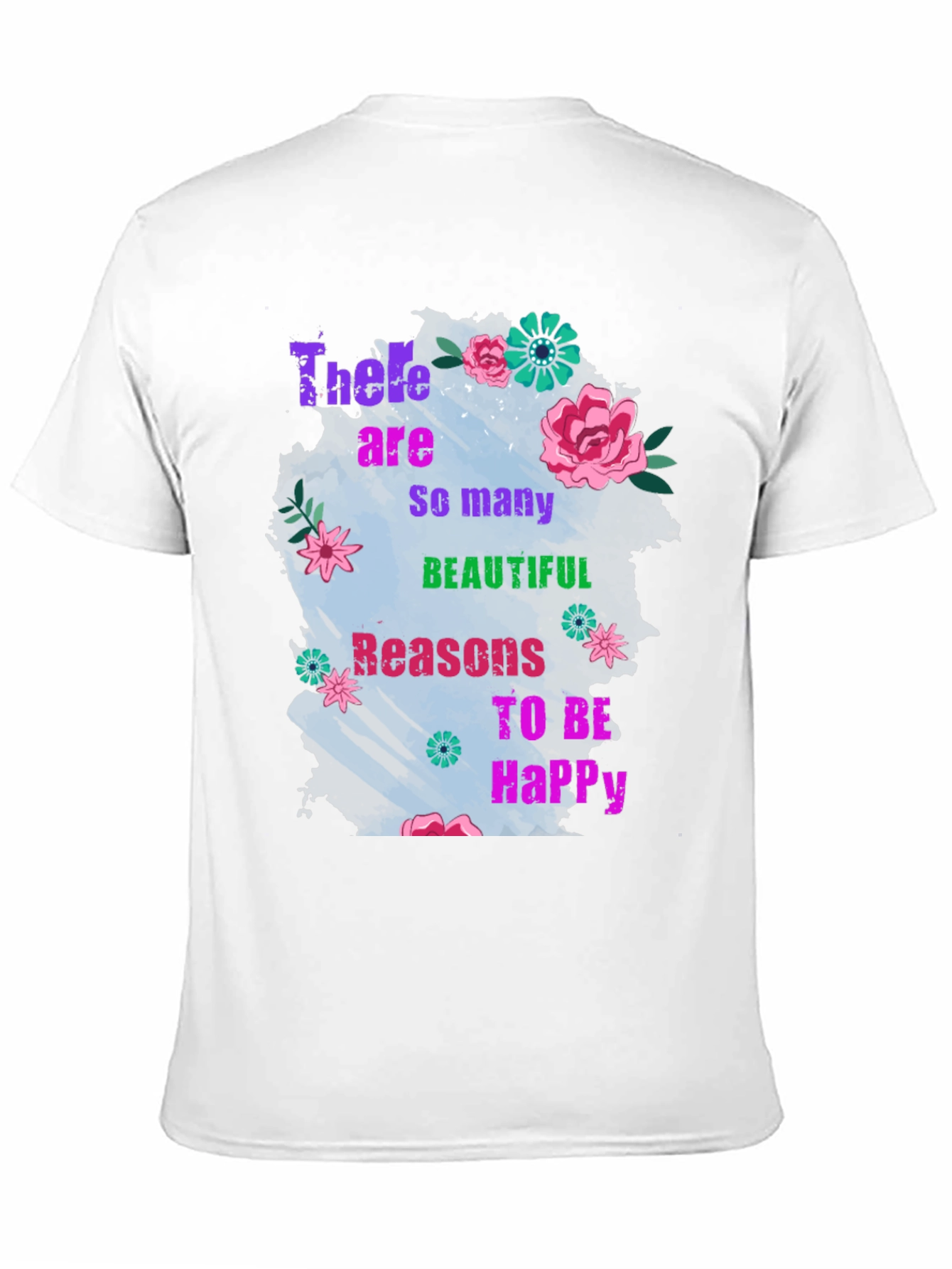 Black Floral Inspirational T-Shirt - Reasons to Be Happy view 11
