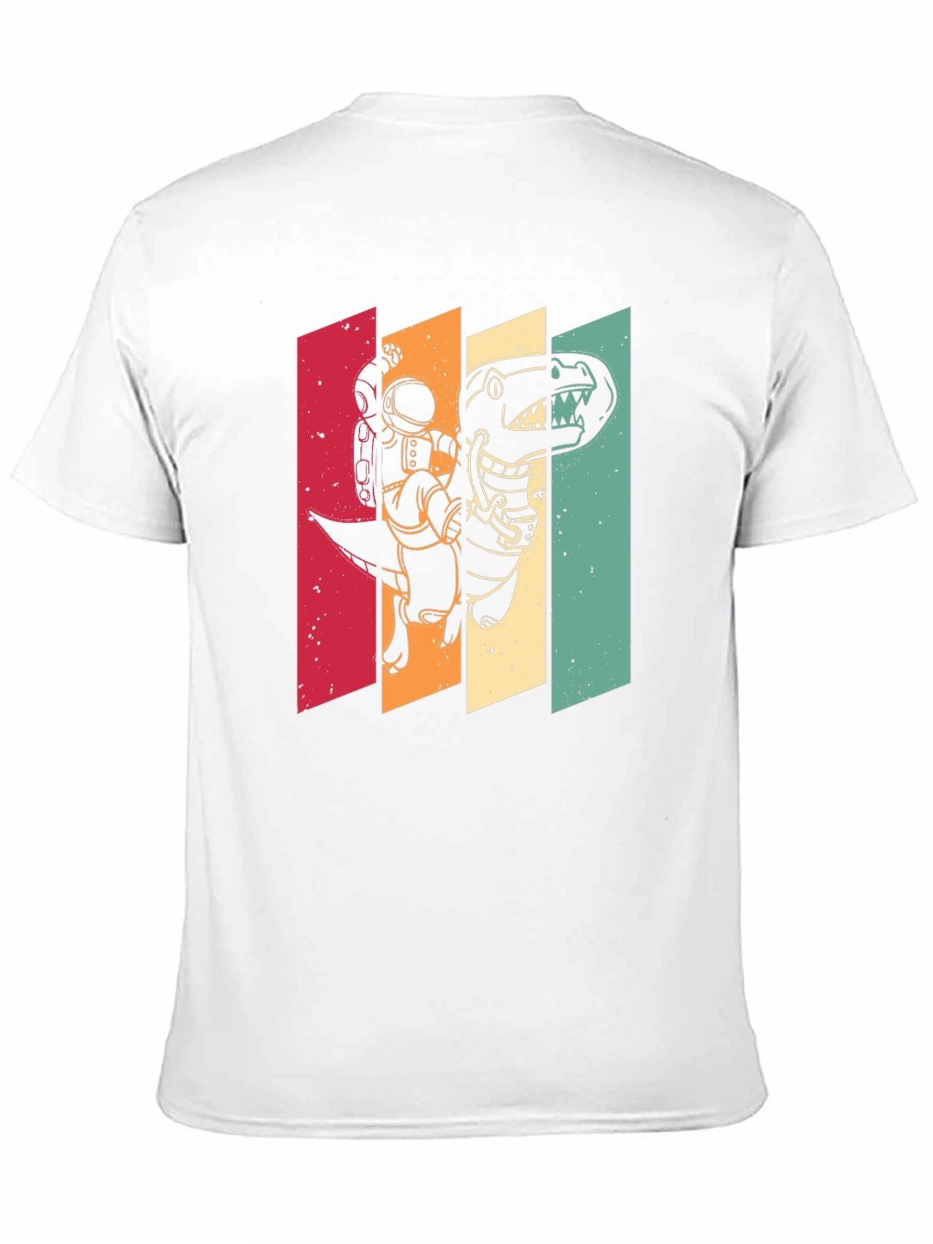 Black Retro Astronaut Dinosaur T-Shirt view 11