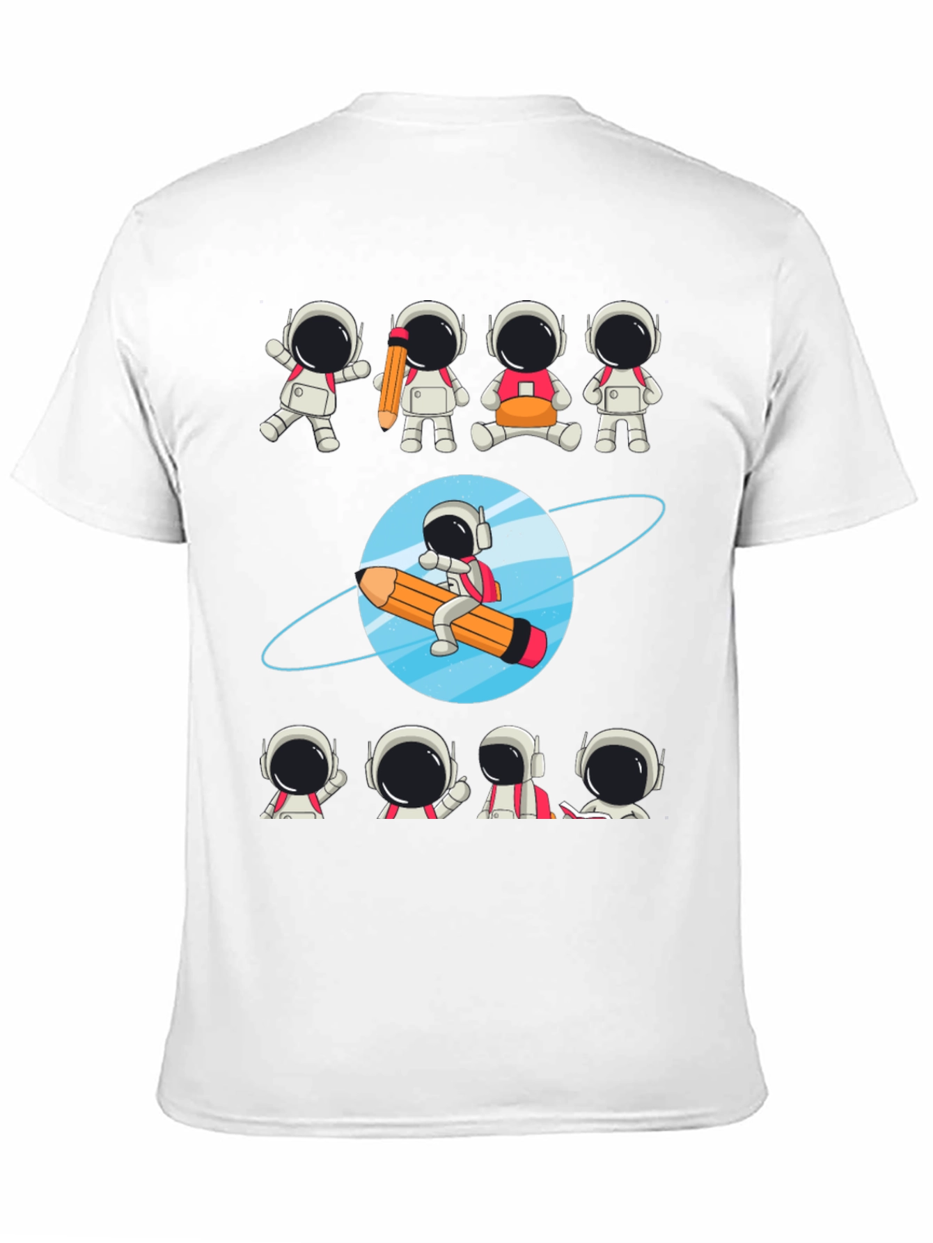 Black Astronaut Pencil Planet T-Shirt - Creative Space Design view 11