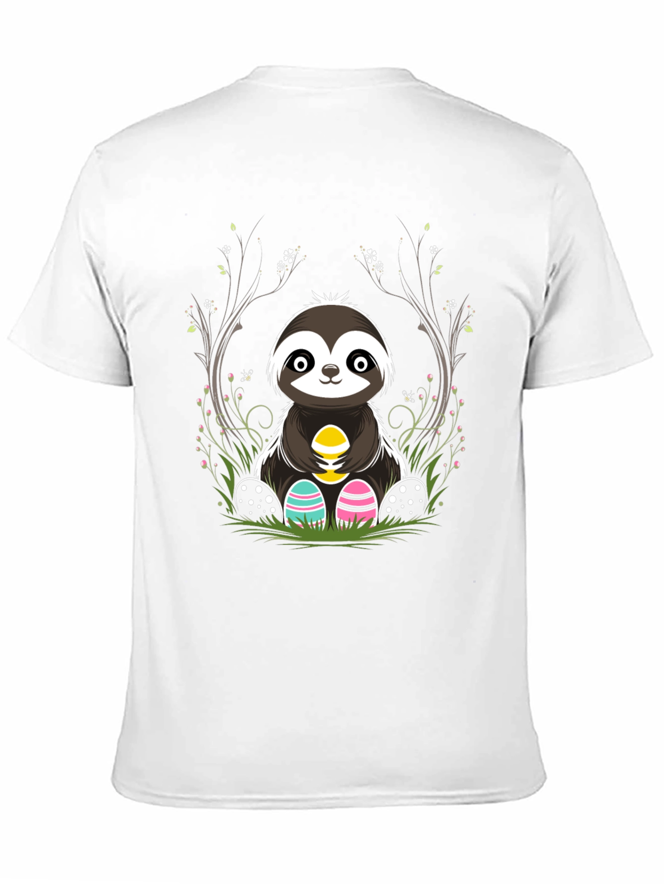 Black Cute Sloth Easter Egg T-Shirt view 11