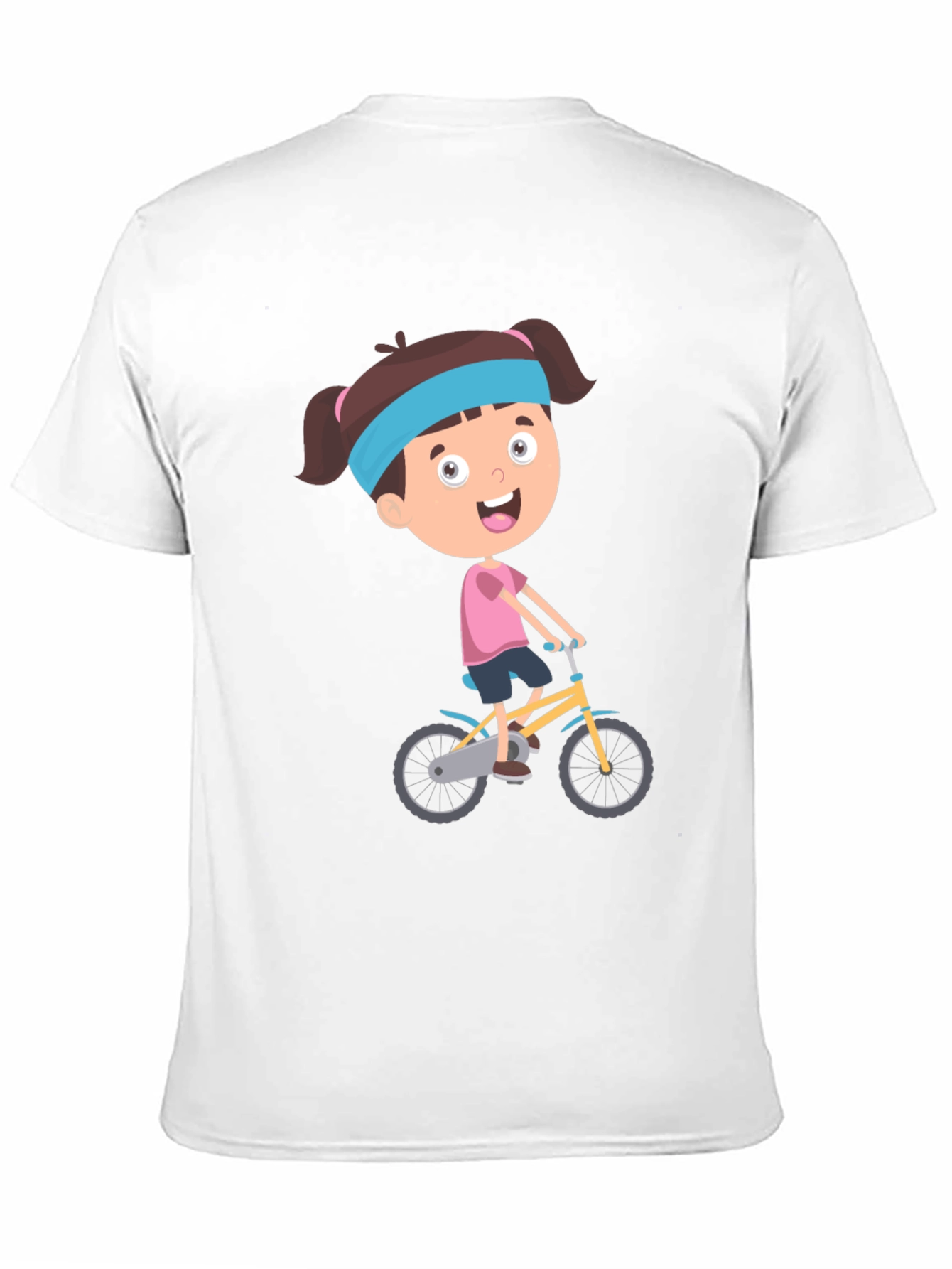 Black Cartoon Girl Biking Graphic Print Tee - Casual Comfort view 11